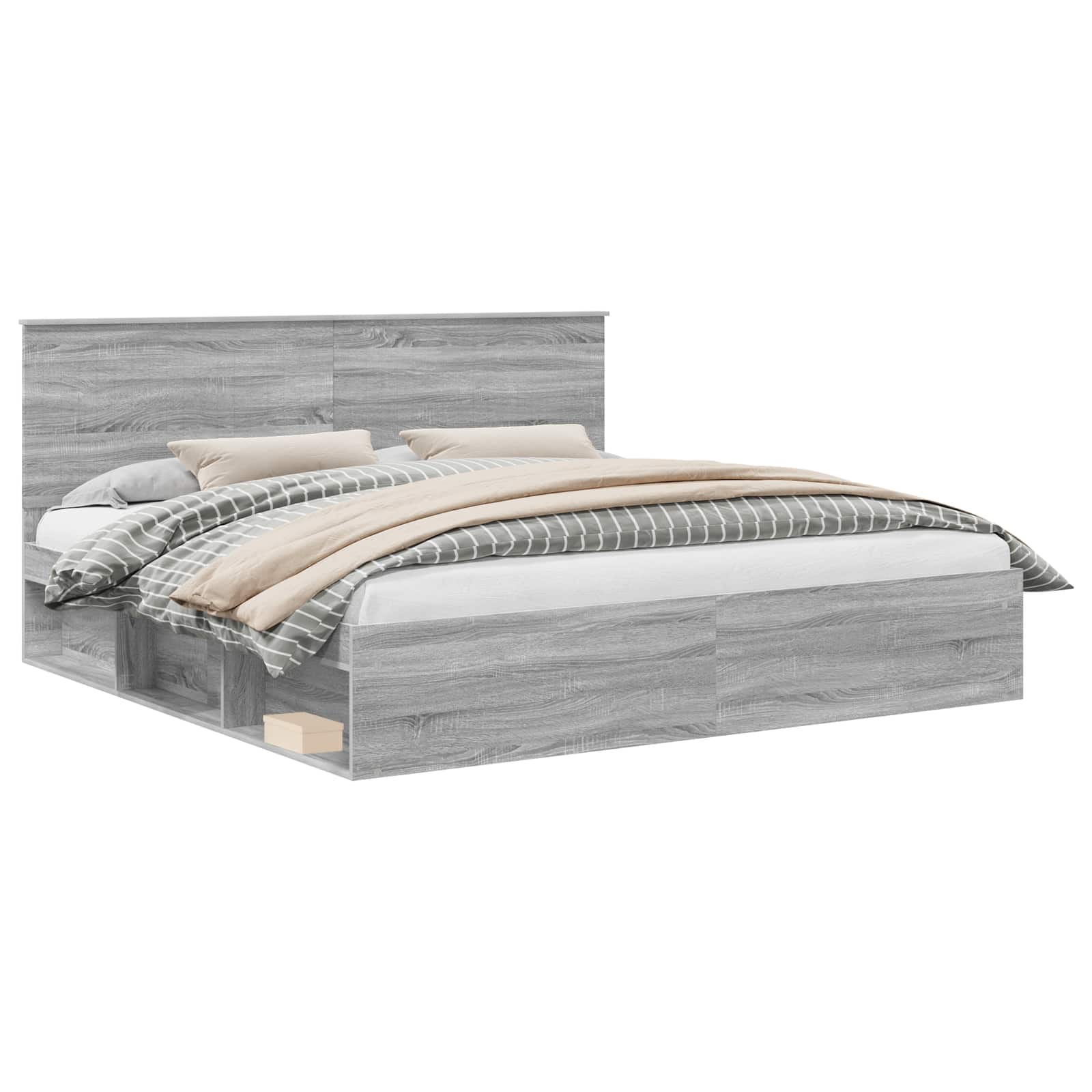Cadre de lit Gris Sonoma 200 x 200 cm Bois de pin massif - XIOS