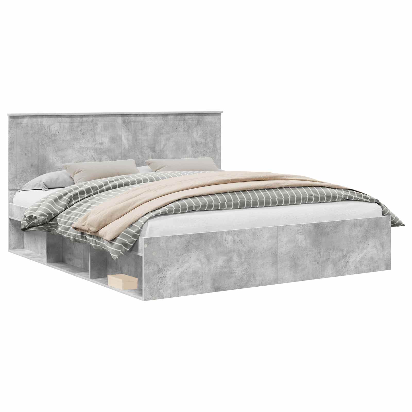Cadre de lit Béton 180 x 200 cm Bois de pin massif
