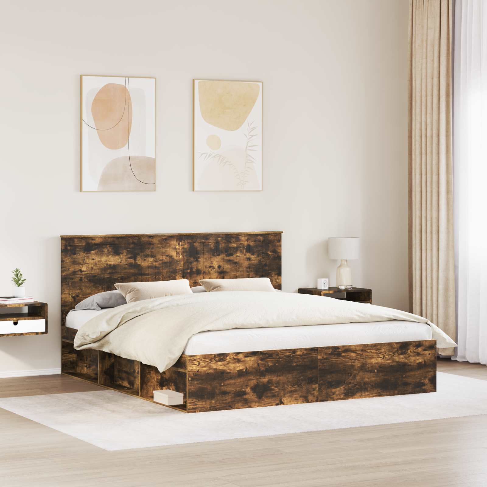 Cadre de lit Chêne fumé 180 x 200 cm Bois de pin massif