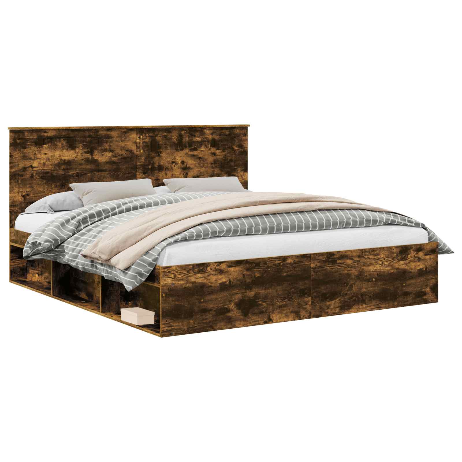 Cadre de lit Chêne fumé 180 x 200 cm Bois de pin massif