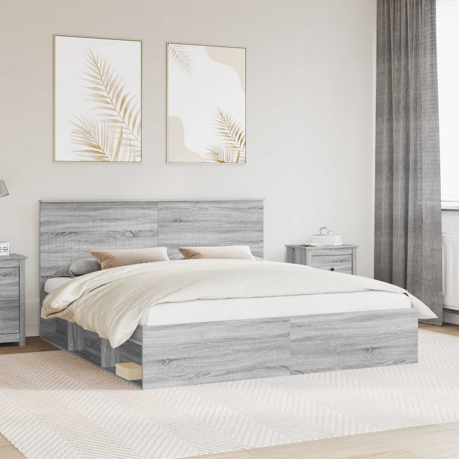 Cadre de lit Gris Sonoma 180 x 200 cm Bois de pin massif