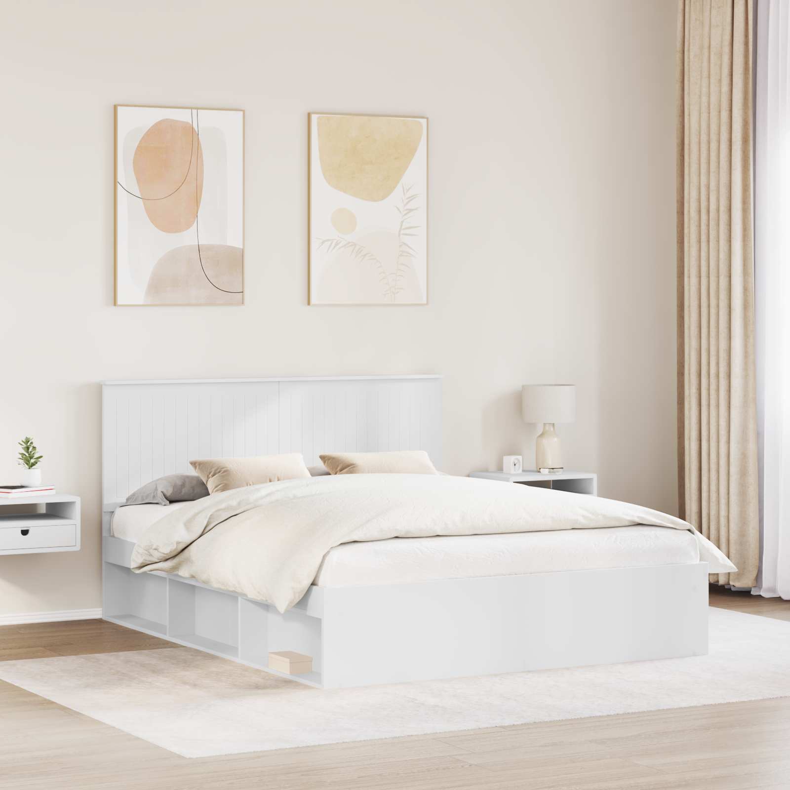 Cadre de lit Blanc 160 x 200 cm Bois de pin massif