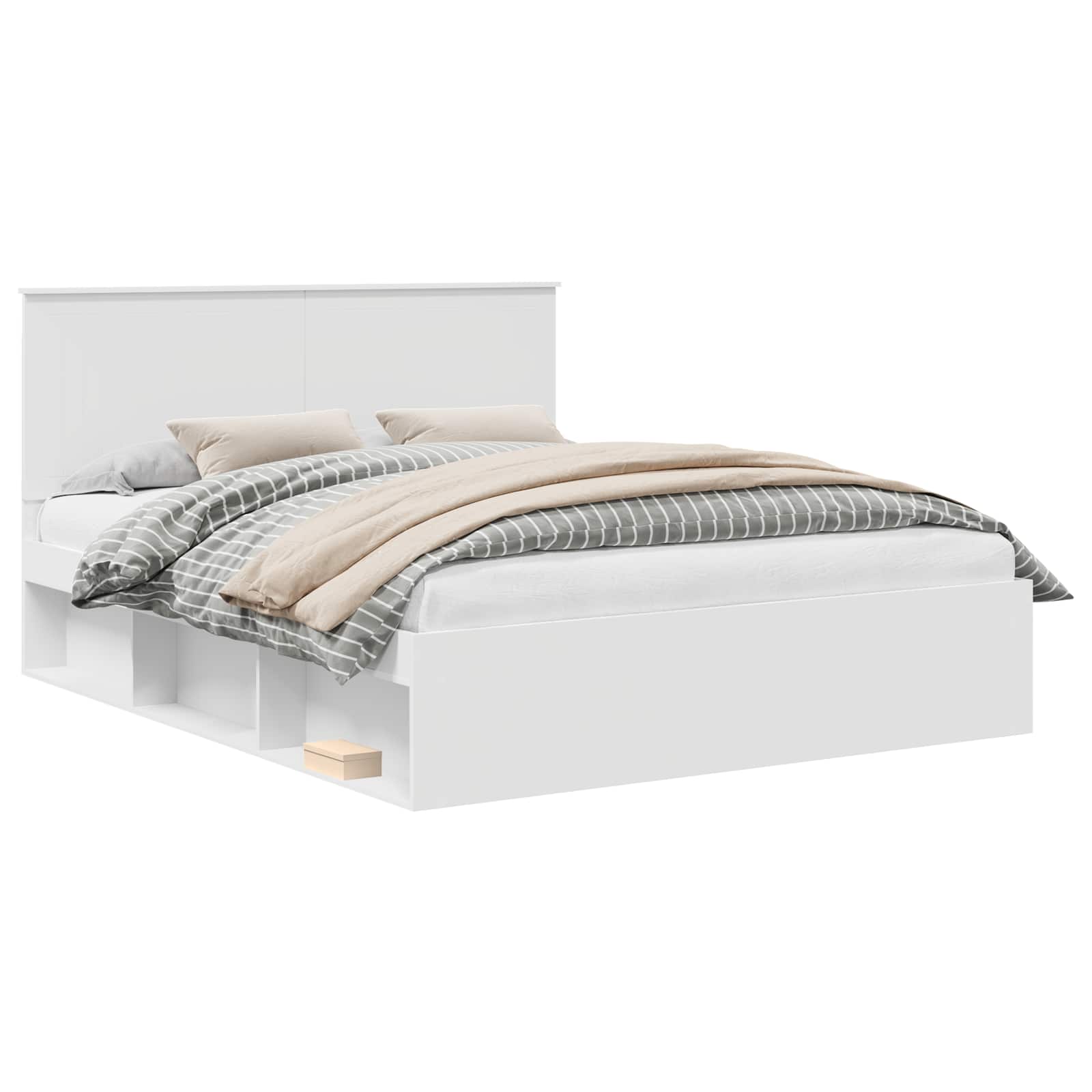 Cadre de lit avec tête de lit Blanc 160 x 200 cm Pin massif - XIOS