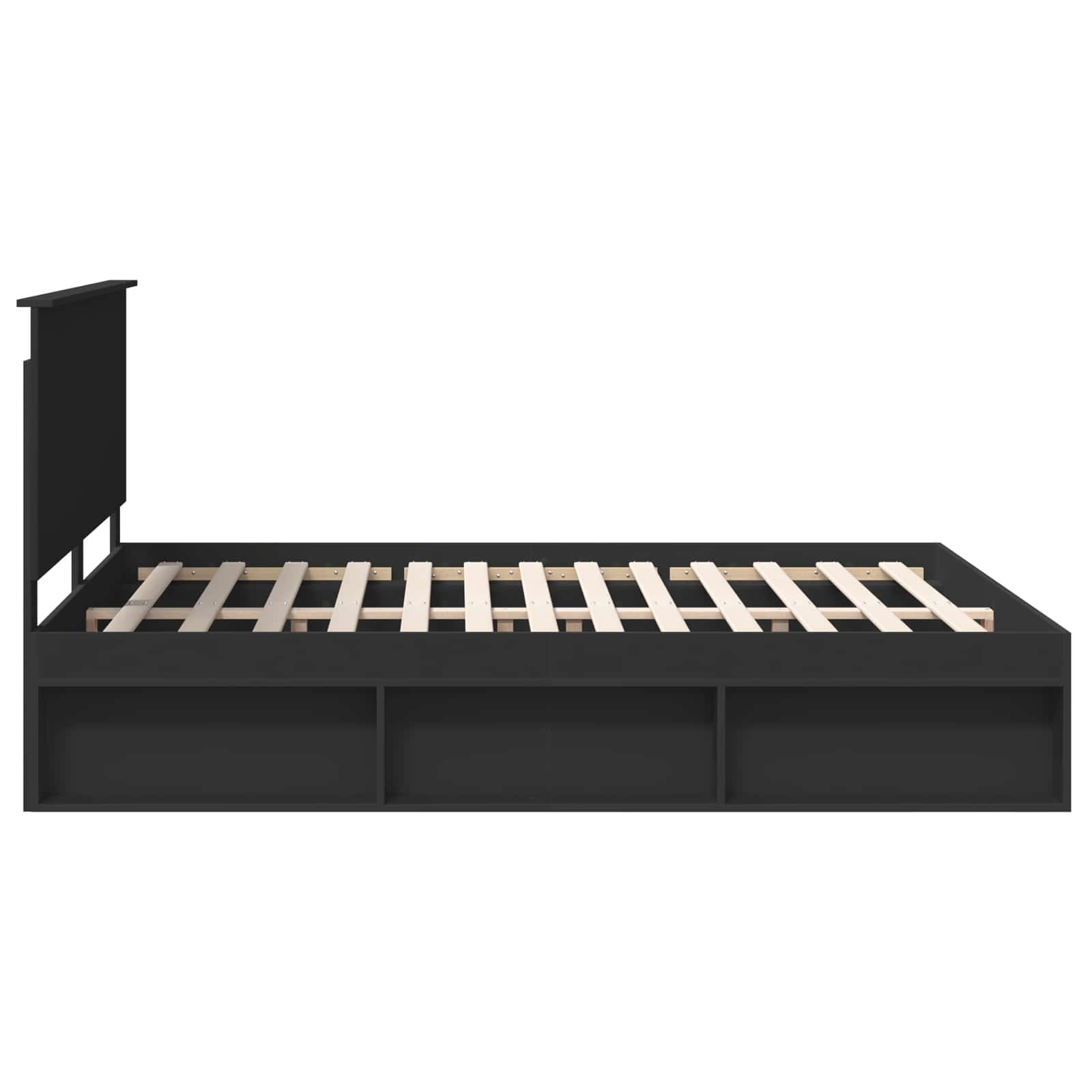 Cadre de lit avec tête de lit Noir 160 x 200 cm Pin massif - XIOS