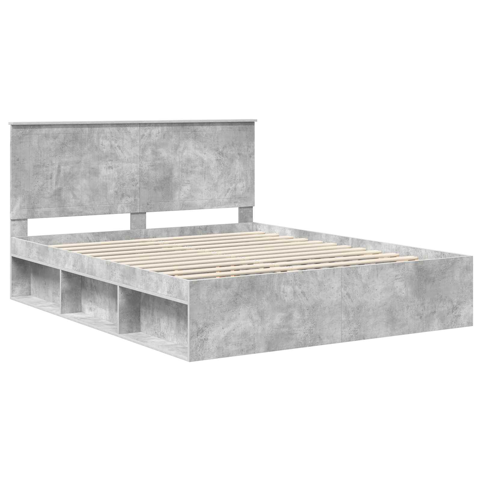 Cadre de lit Béton 160 x 200 cm Bois de pin massif - XIOS