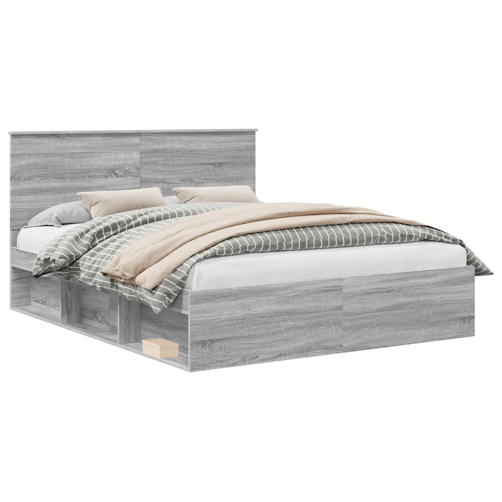 Cadre de lit Gris Sonoma 160 x 200 cm Bois de pin massif - XIOS