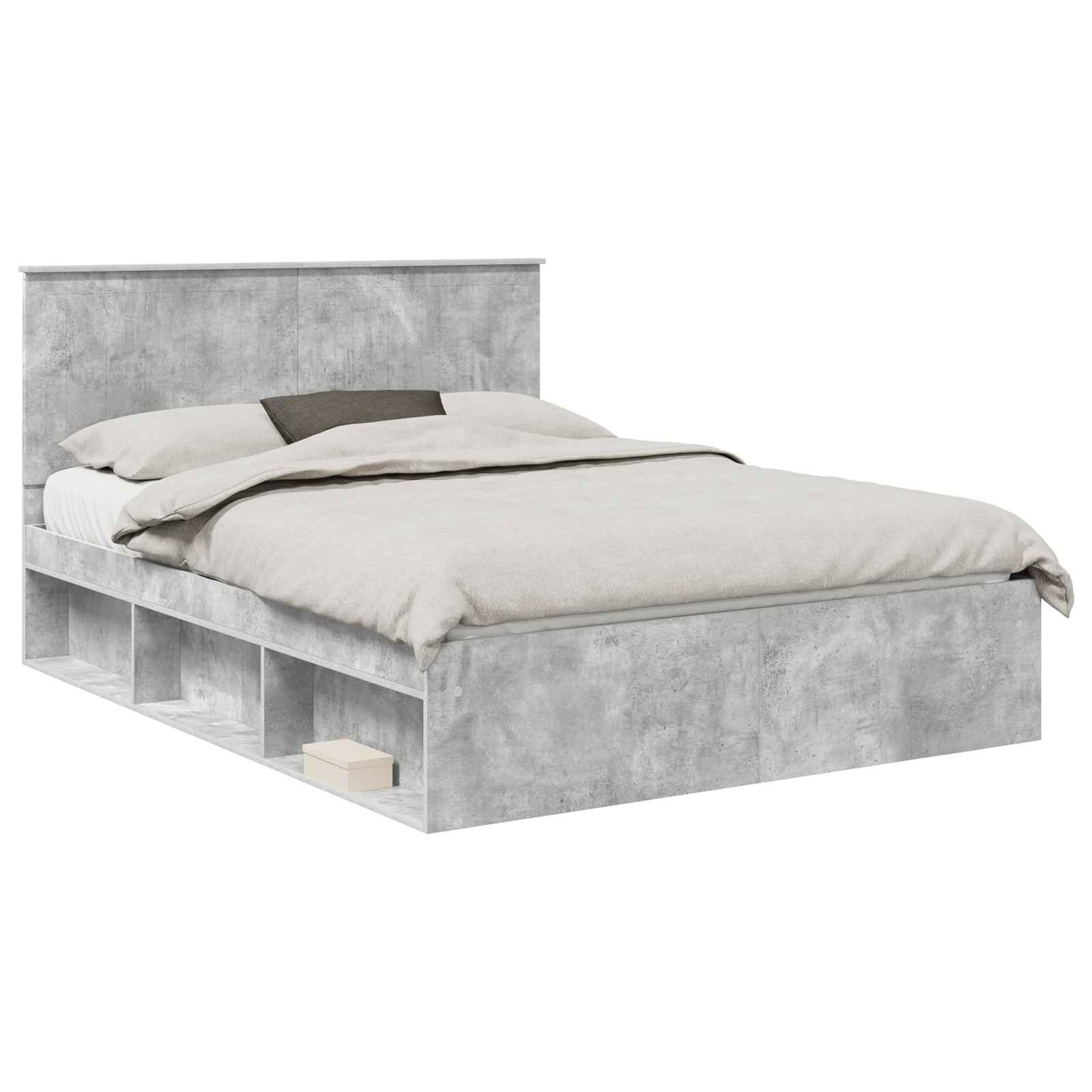 Cadre de lit Gris Béton 150 x 200 cm Pin massif - XIOS