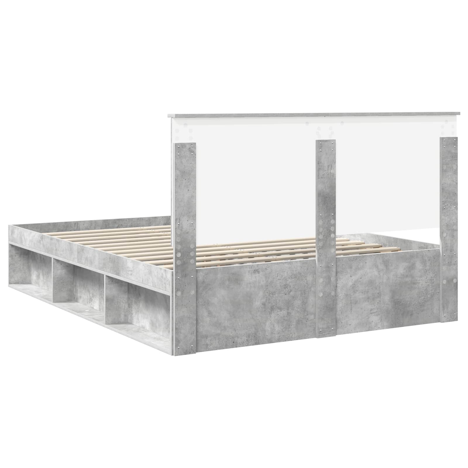 Cadre de lit Gris Béton 150 x 200 cm Pin massif - XIOS