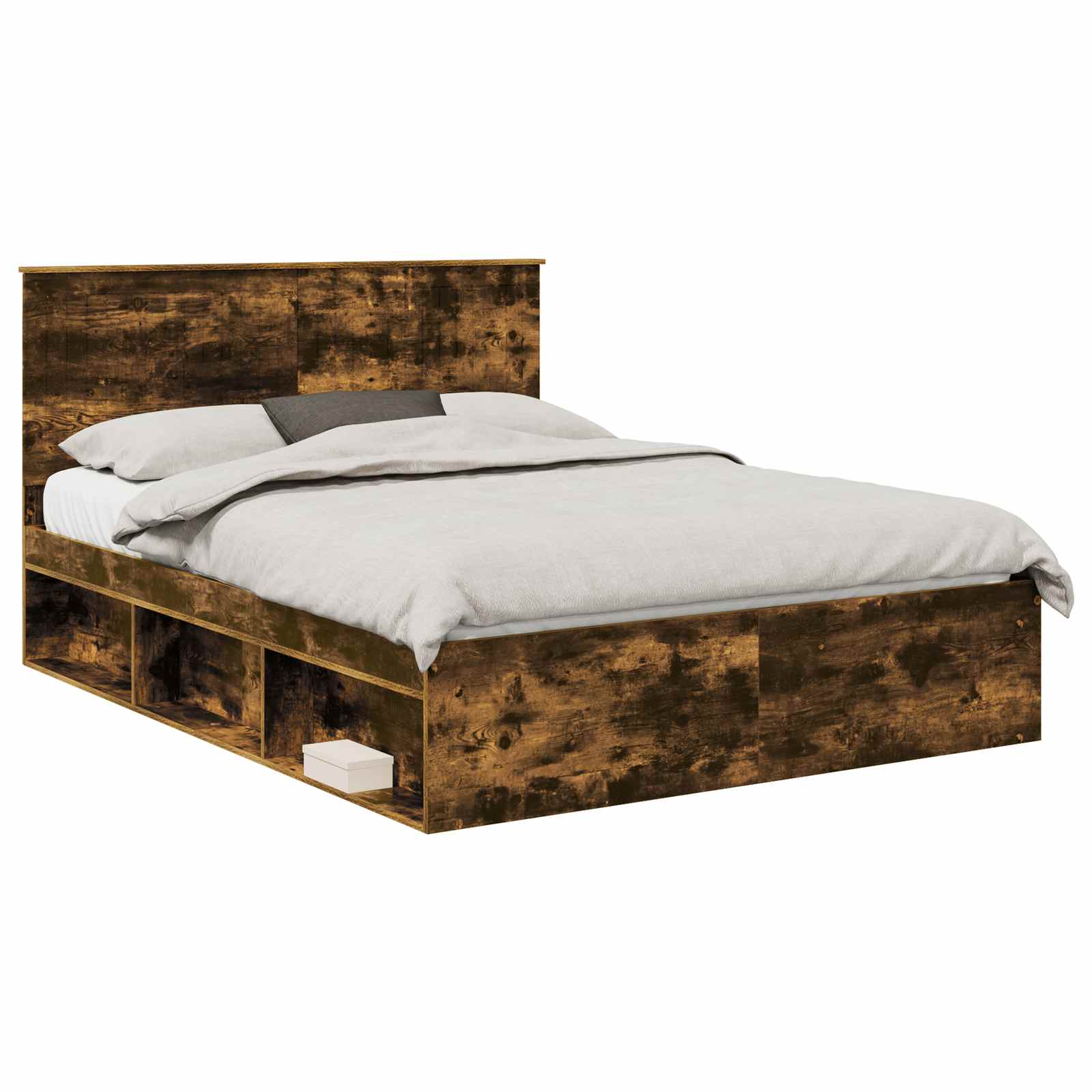 Cadre de lit Chêne fumé 150 x 200 cm Bois de pin massif