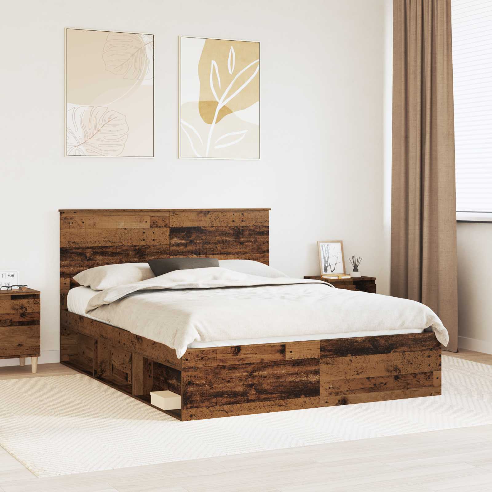 Cadre de lit Bois ancien 150 x 200 cm Bois de pin massif - XIOS