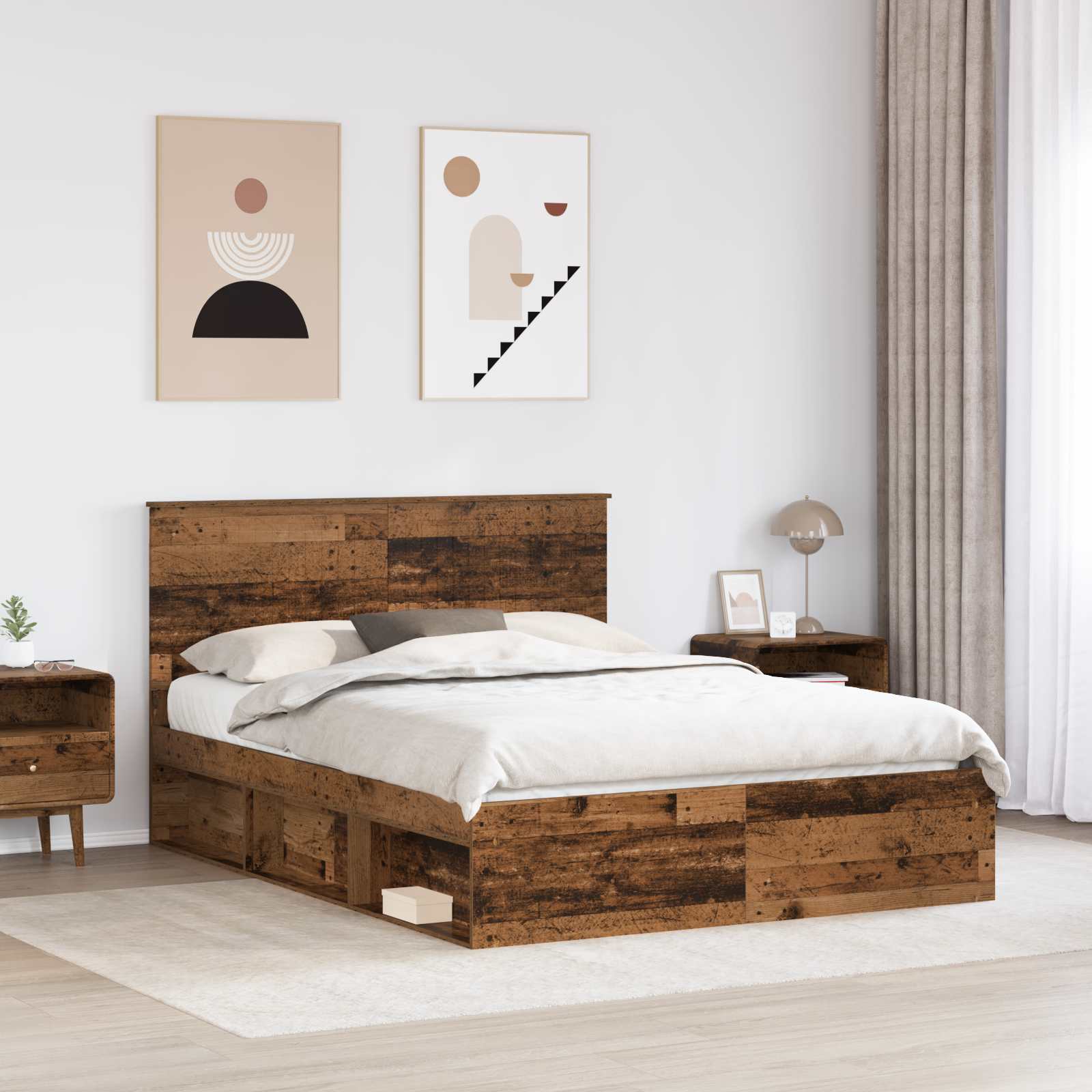 Cadre de lit Bois ancien 150 x 200 cm Bois de pin massif - XIOS