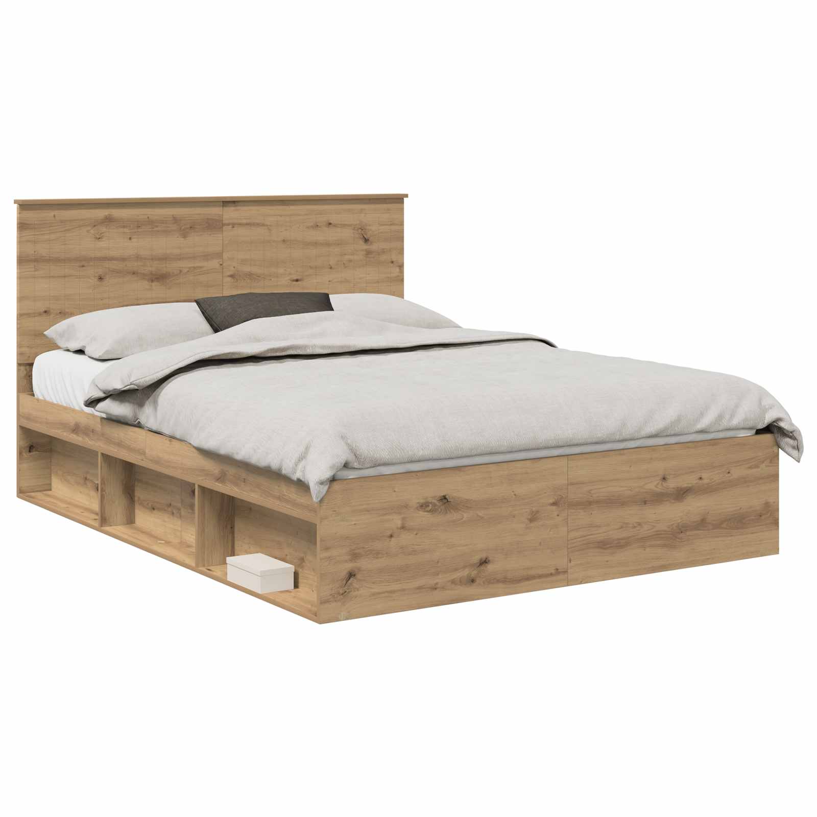 Cadre de lit Chêne artisan 150 x 200 cm Bois de pin massif - XIOS