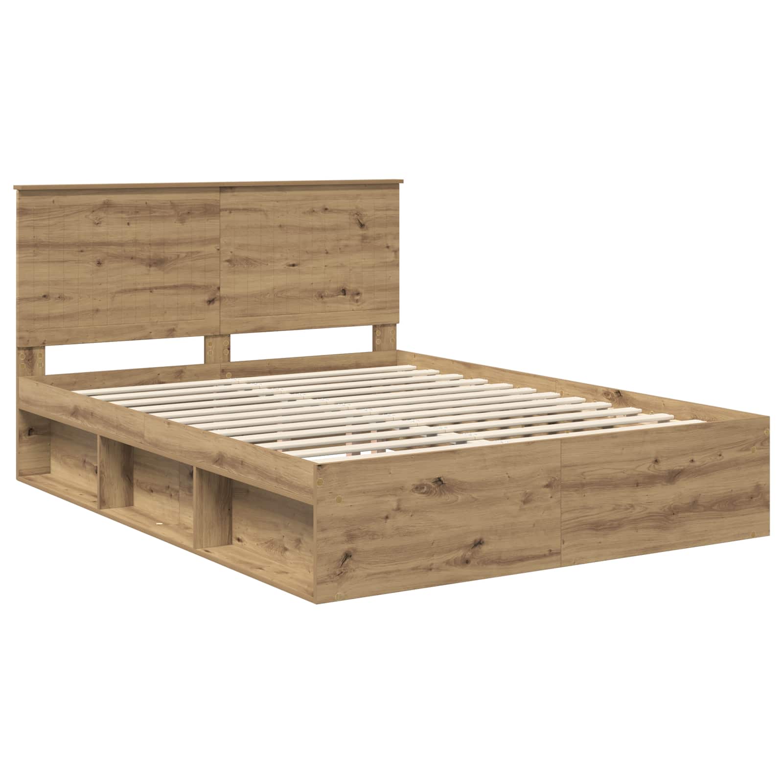 Cadre de lit Chêne artisan 150 x 200 cm Bois de pin massif - XIOS