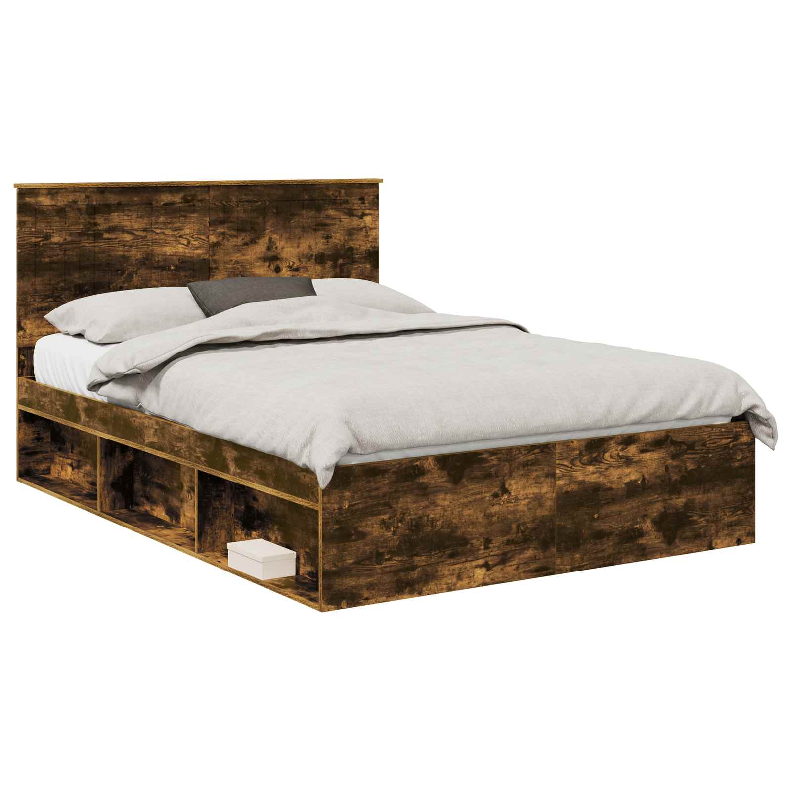 Cadre de lit Chêne fumé 140 x 200 cm Bois de pin massif - XIOS