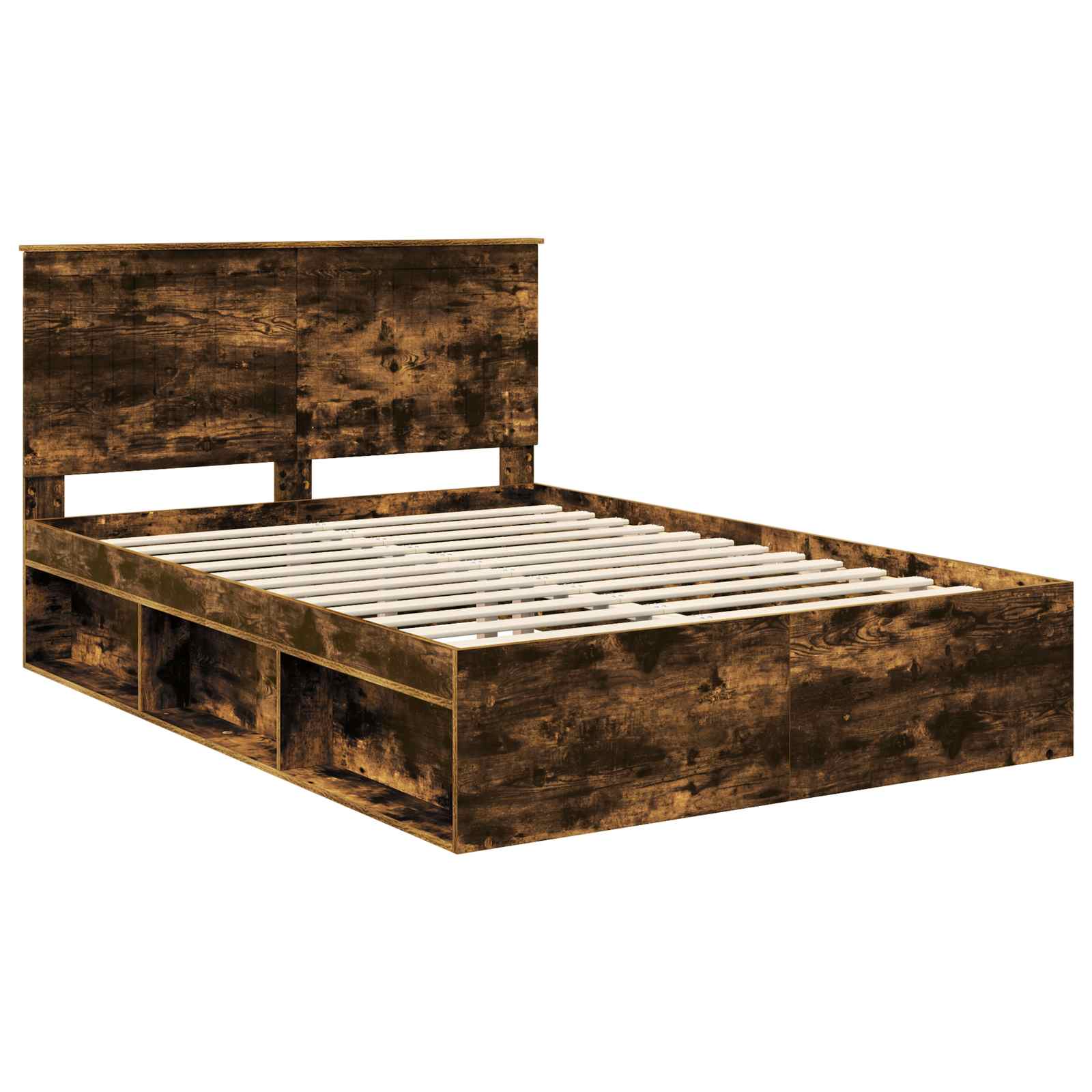 Cadre de lit Chêne fumé 140 x 200 cm Bois de pin massif - XIOS