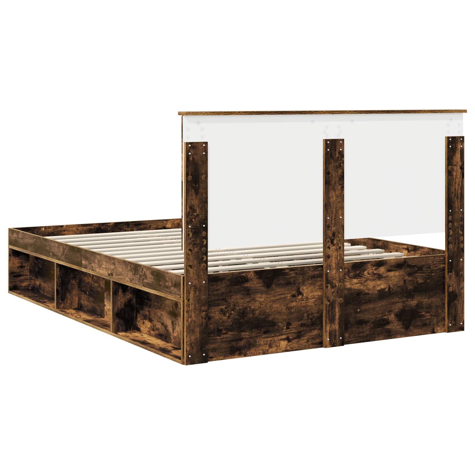 Cadre de lit Chêne fumé 140 x 200 cm Bois de pin massif - XIOS