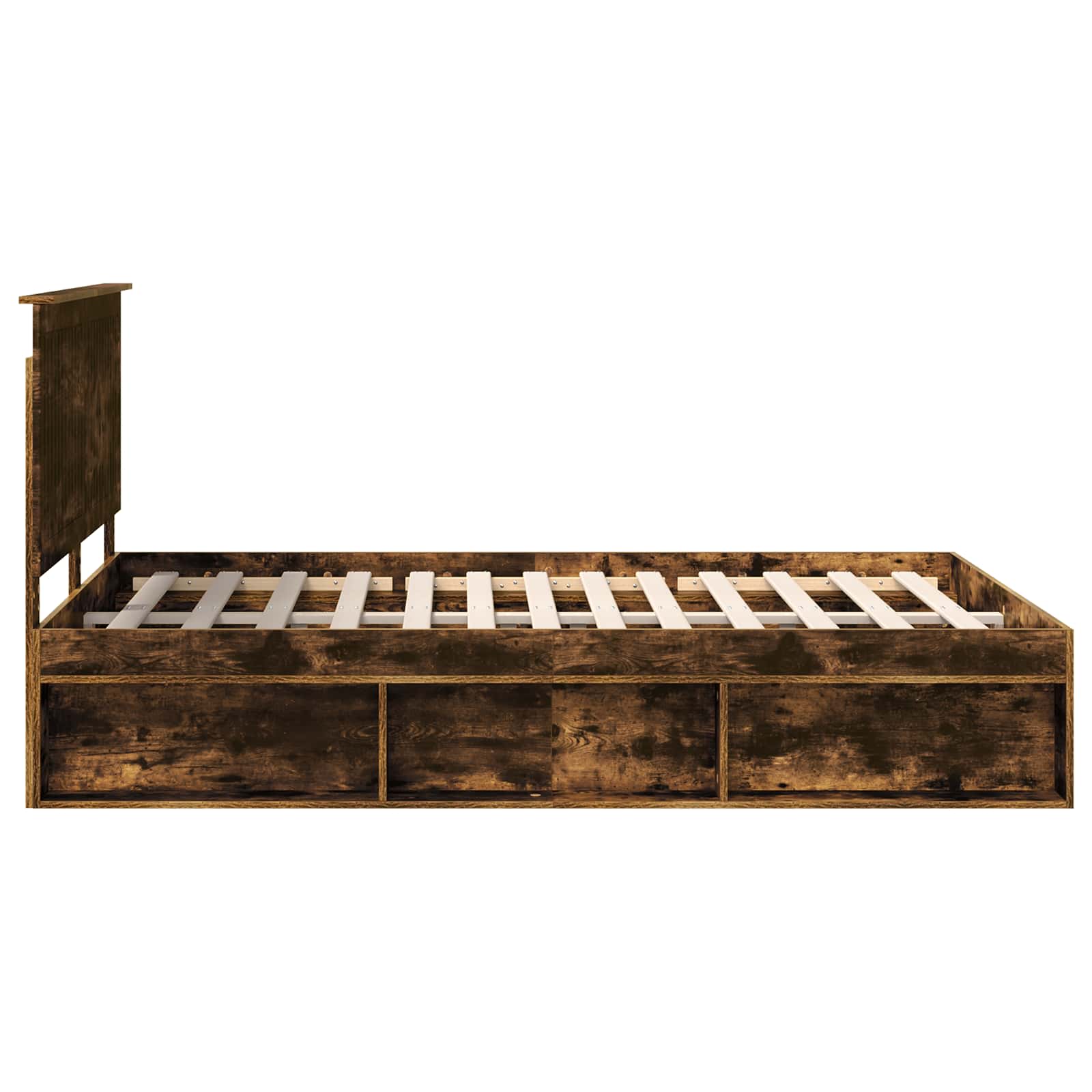 Cadre de lit Chêne fumé 140 x 200 cm Bois de pin massif - XIOS