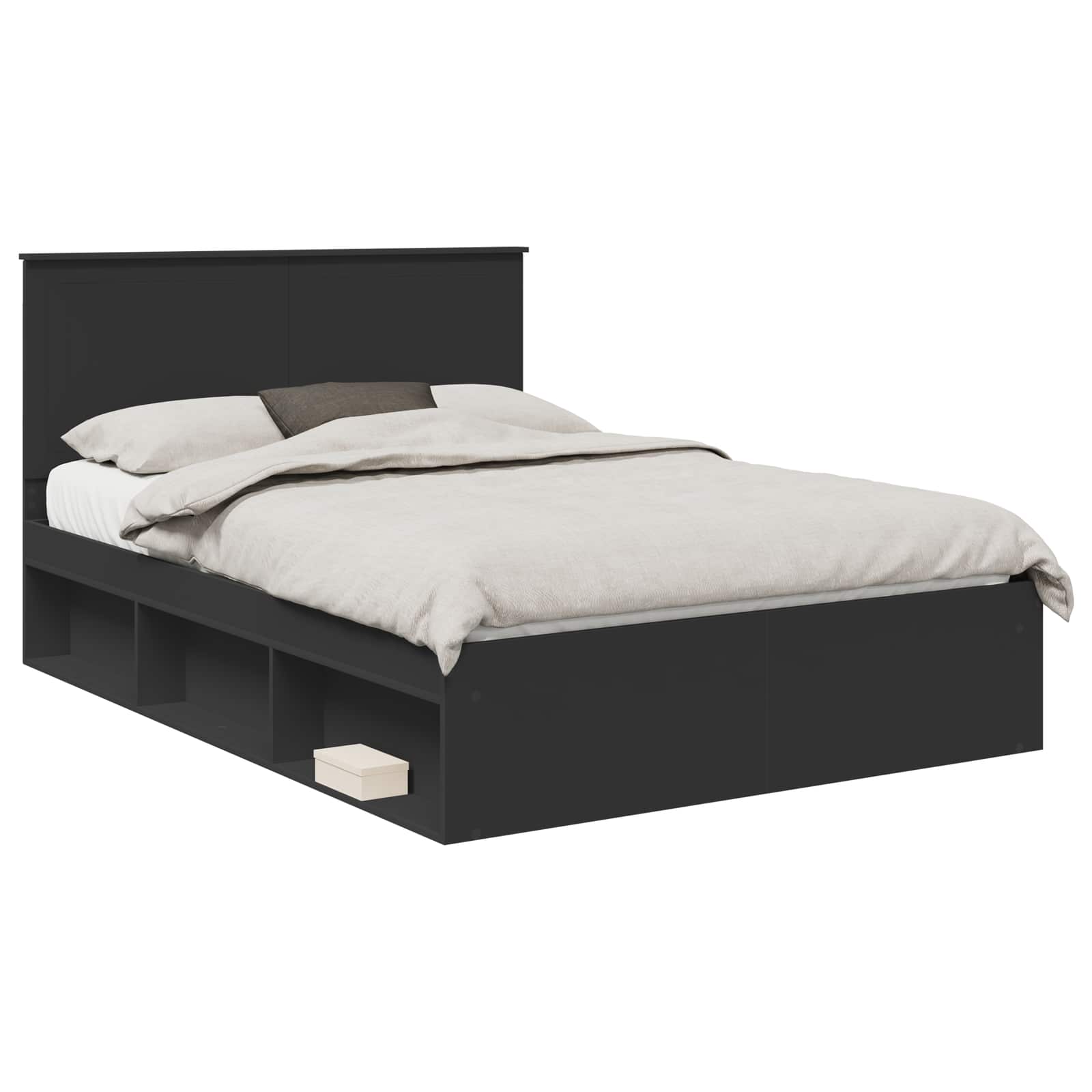 Cadre de lit Noir 135 x 190 cm Bois de pin massif - XIOS