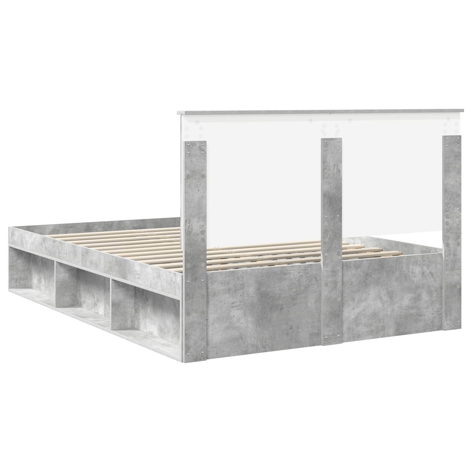 Cadre de lit Gris Béton 135 x 190 cm Bois de pin massif - XIOS
