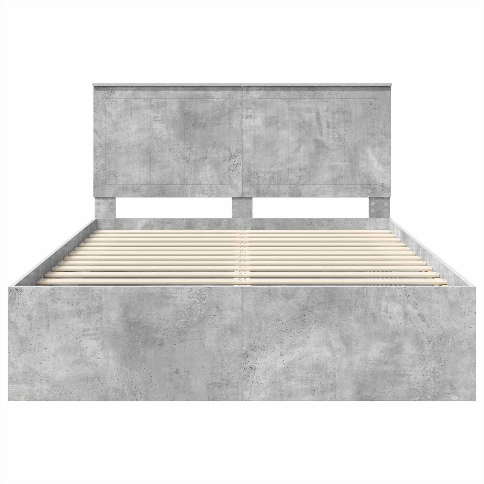 Cadre de lit Gris Béton 135 x 190 cm Bois de pin massif - XIOS