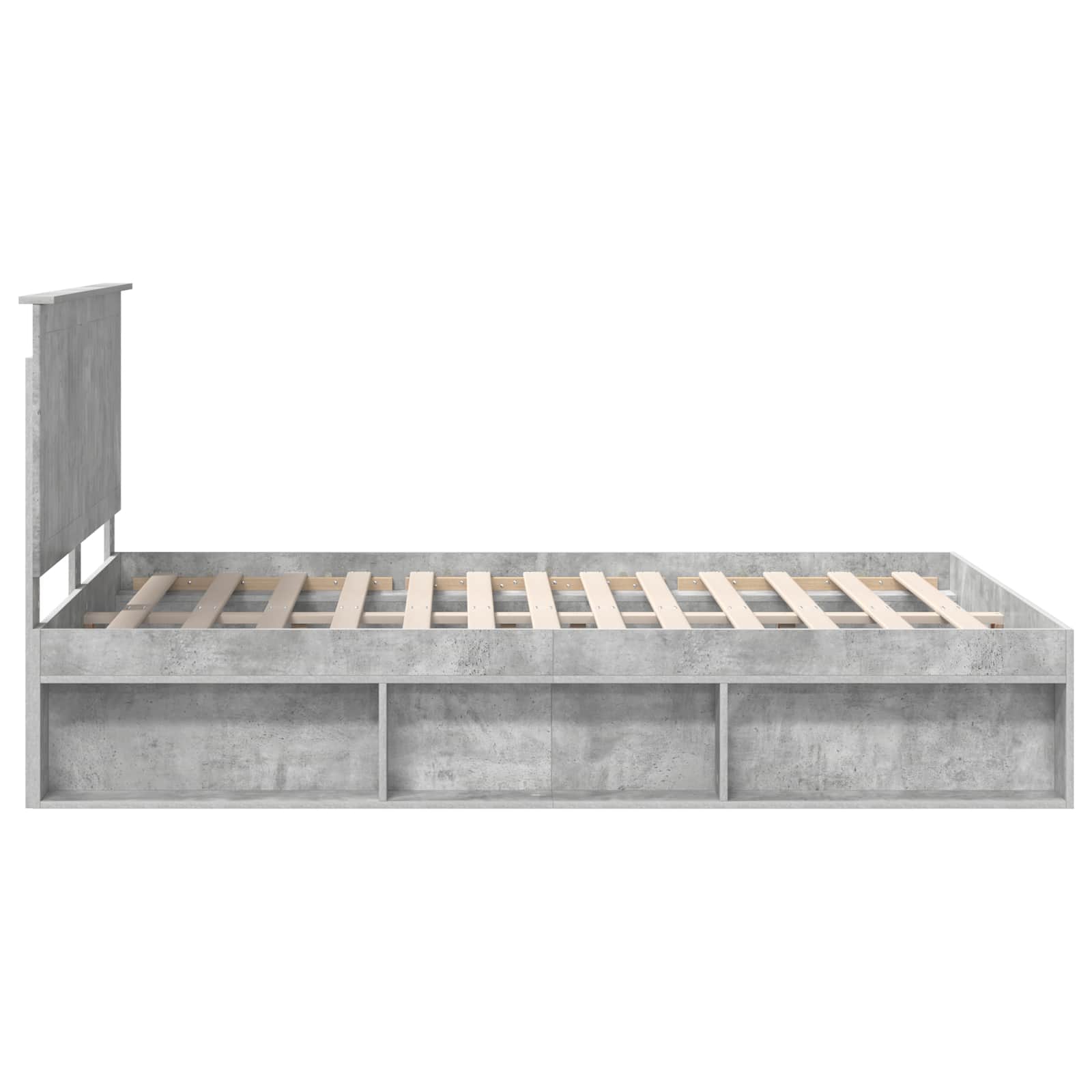 Cadre de lit Gris Béton 135 x 190 cm Bois de pin massif - XIOS