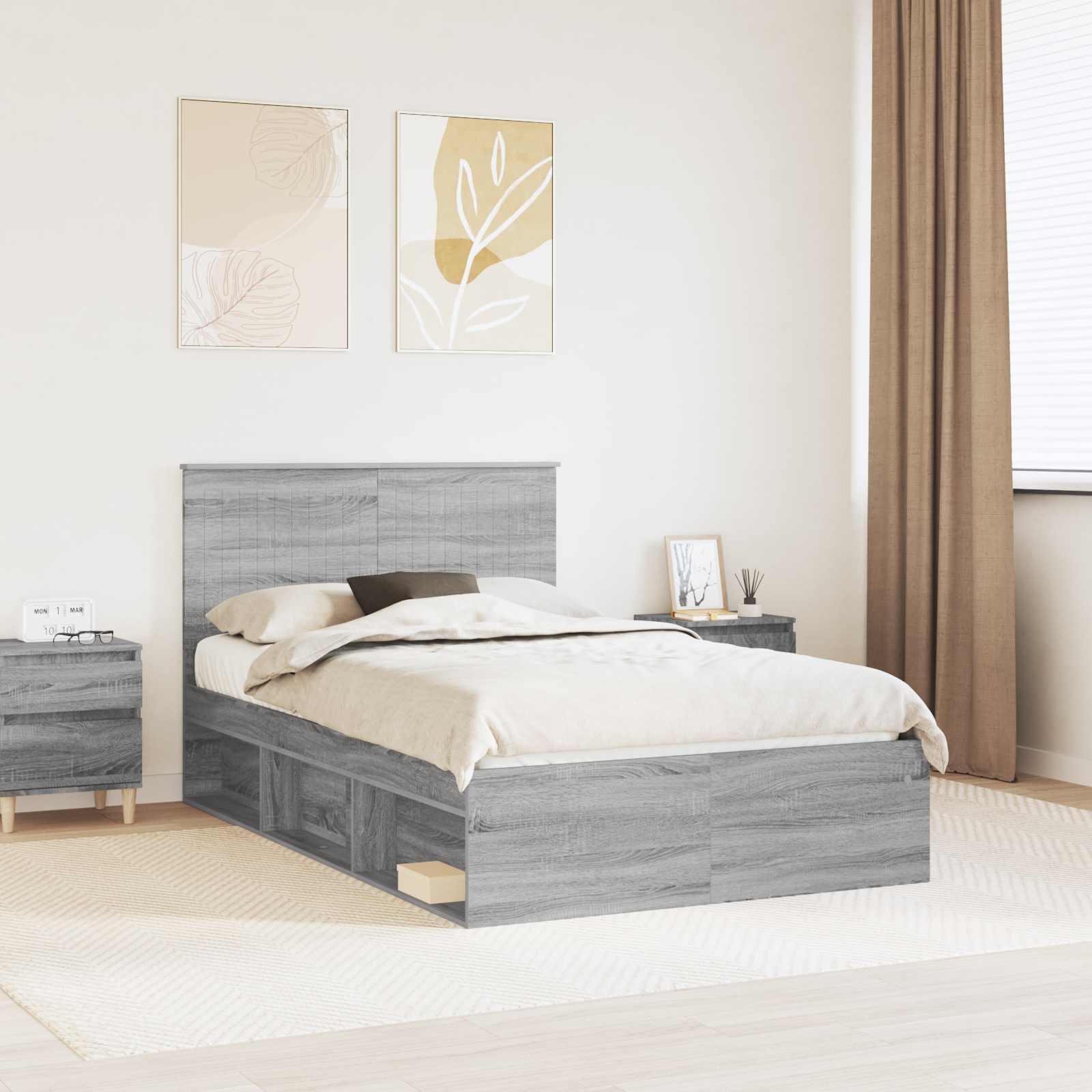 Cadre de lit Gris Sonoma 120 x 200 cm Bois de pin massif