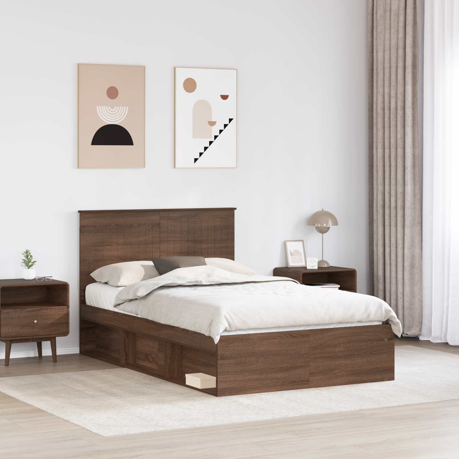 Cadre de lit Chêne brun 120 x 200 cm Bois de pin massif - XIOS