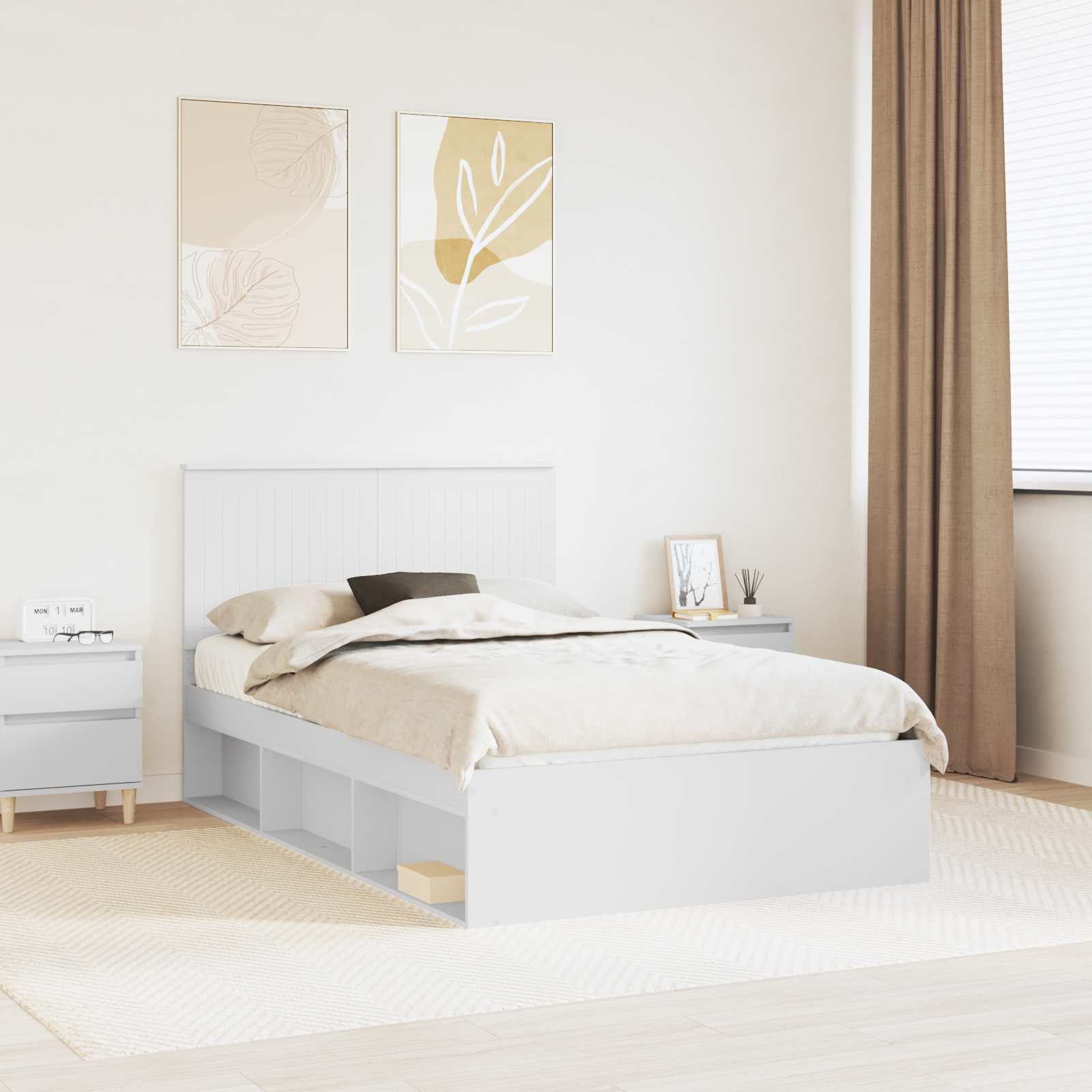 Cadre de lit Blanc 120 x 190 cm Bois de pin massif - XIOS