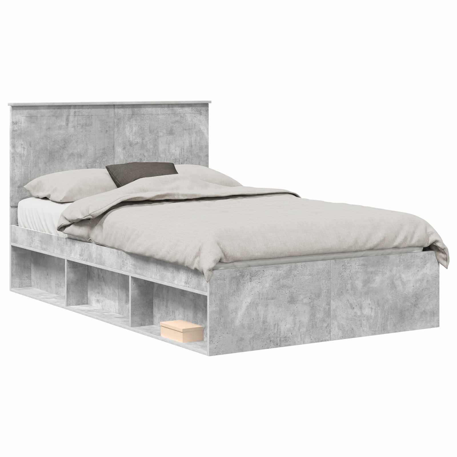 Cadre de lit Béton 120 x 190 cm Bois de pin massif