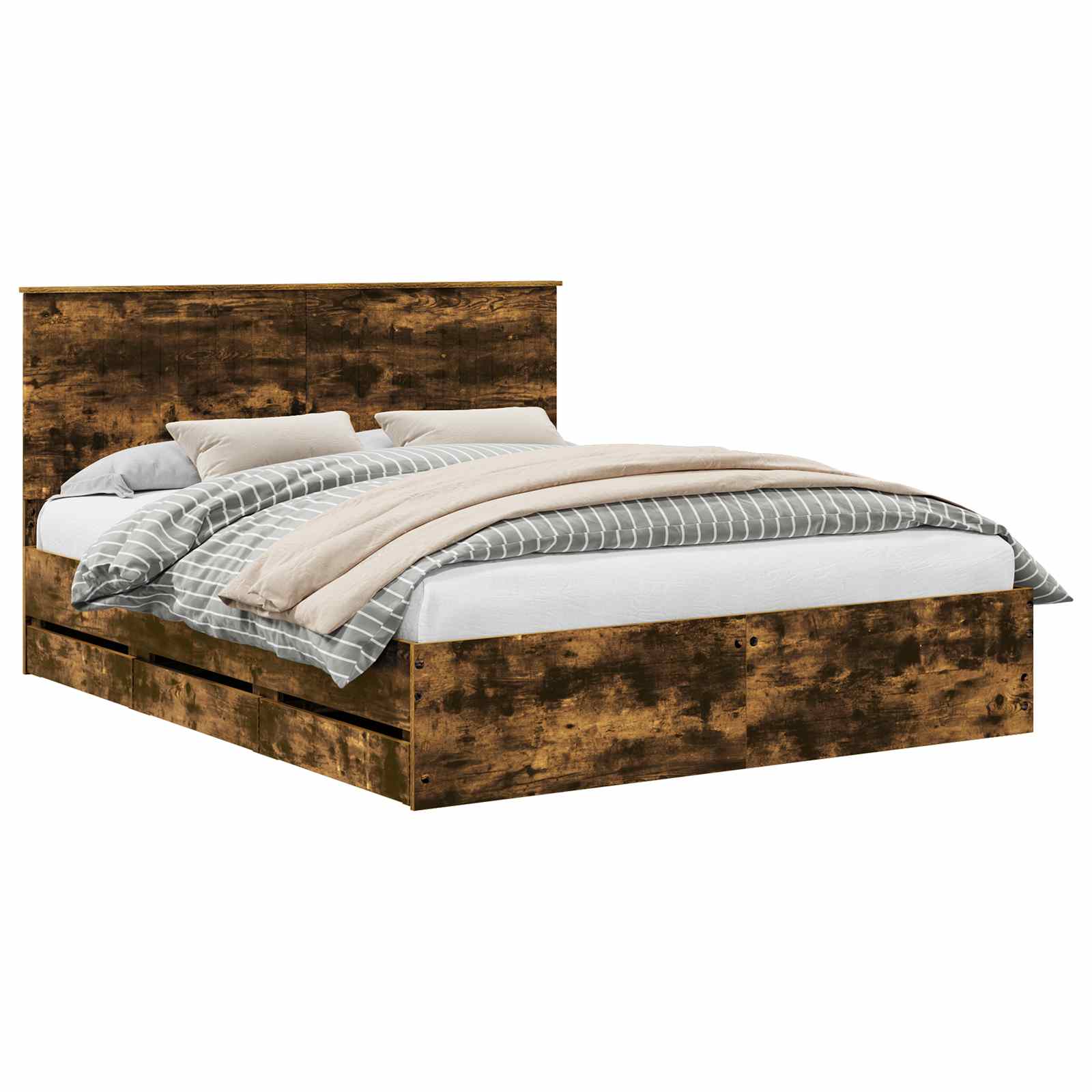 Cadre de lit Chêne fumé 120 x 190 cm Bois de pin massif