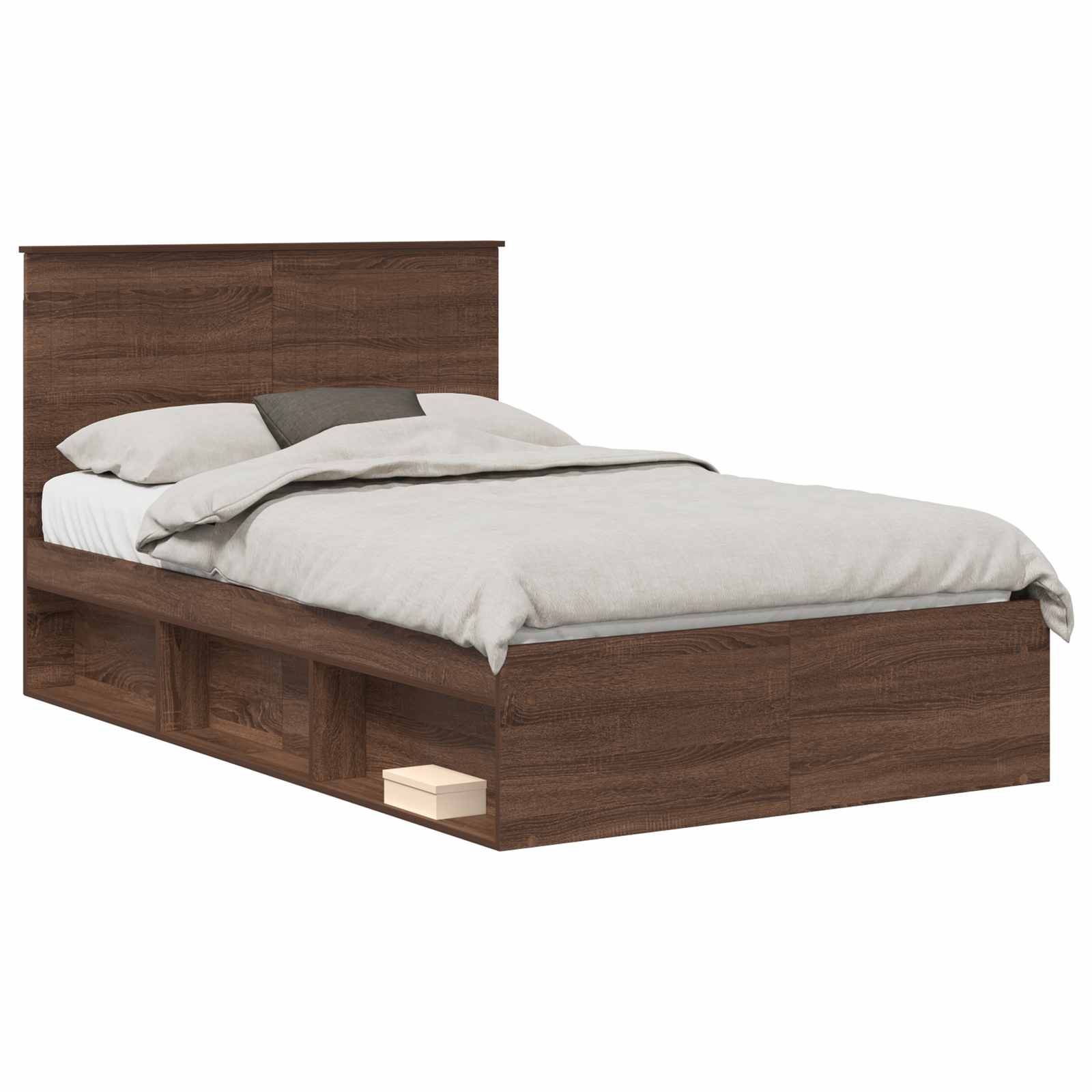 Cadre de lit Chêne brun 120 x 190 cm Bois de pin massif - XIOS