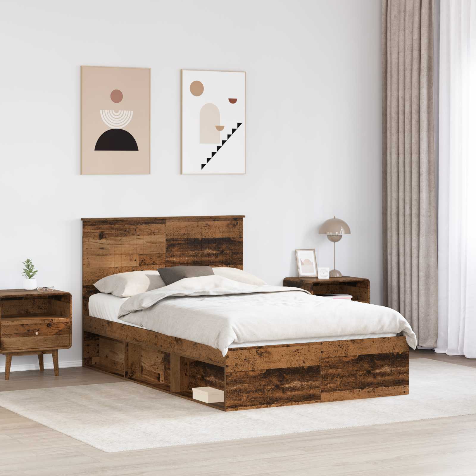 Cadre de lit Bois ancien 120 x 190 cm Bois de pin massif
