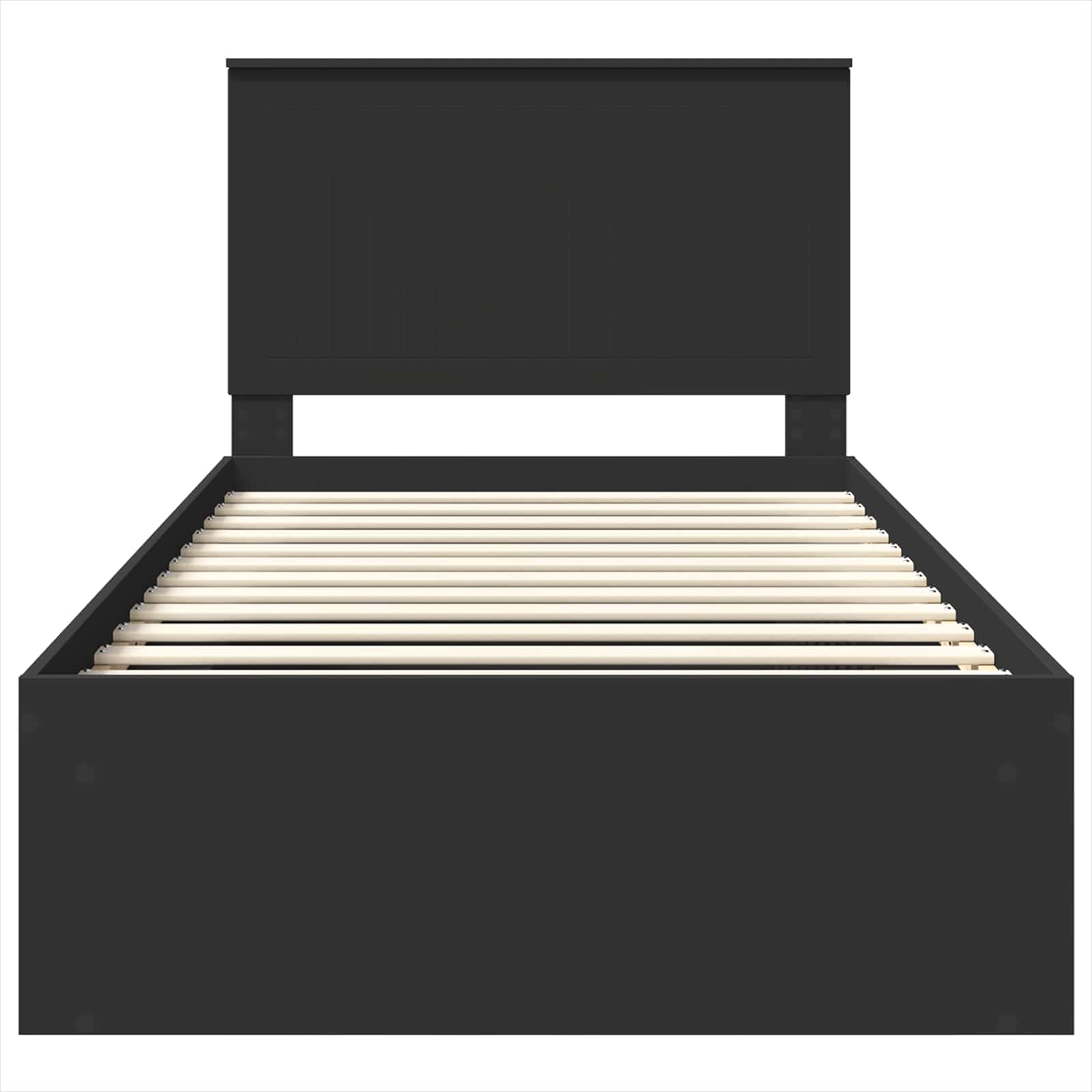 Cadre de lit avec tête de lit Noir 100 x 200 cm Pin massif - XIOS
