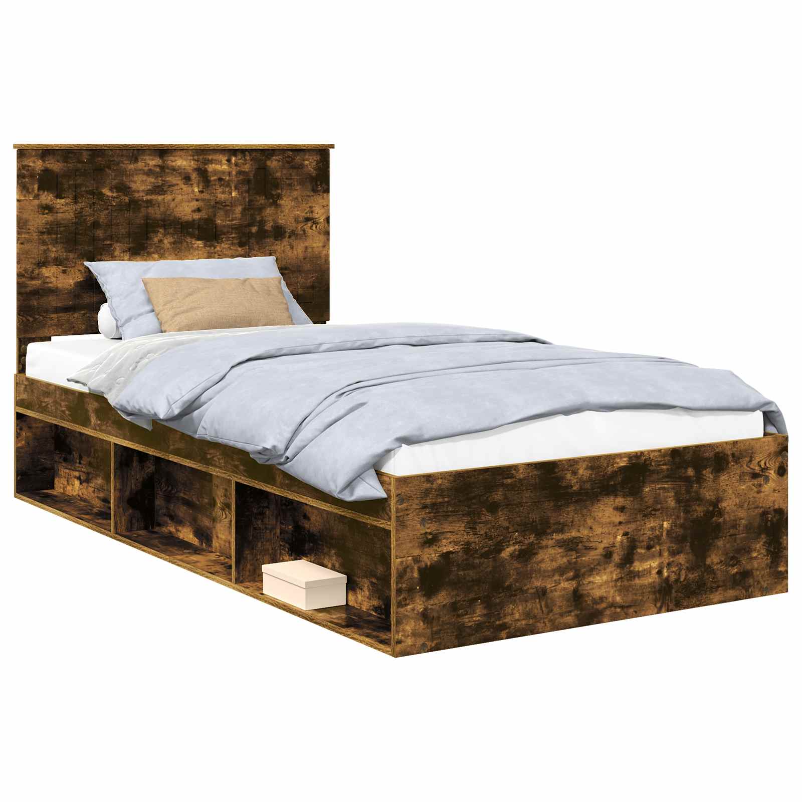 Cadre de lit Chêne fumé 100 x 200 cm Bois de pin massif - XIOS