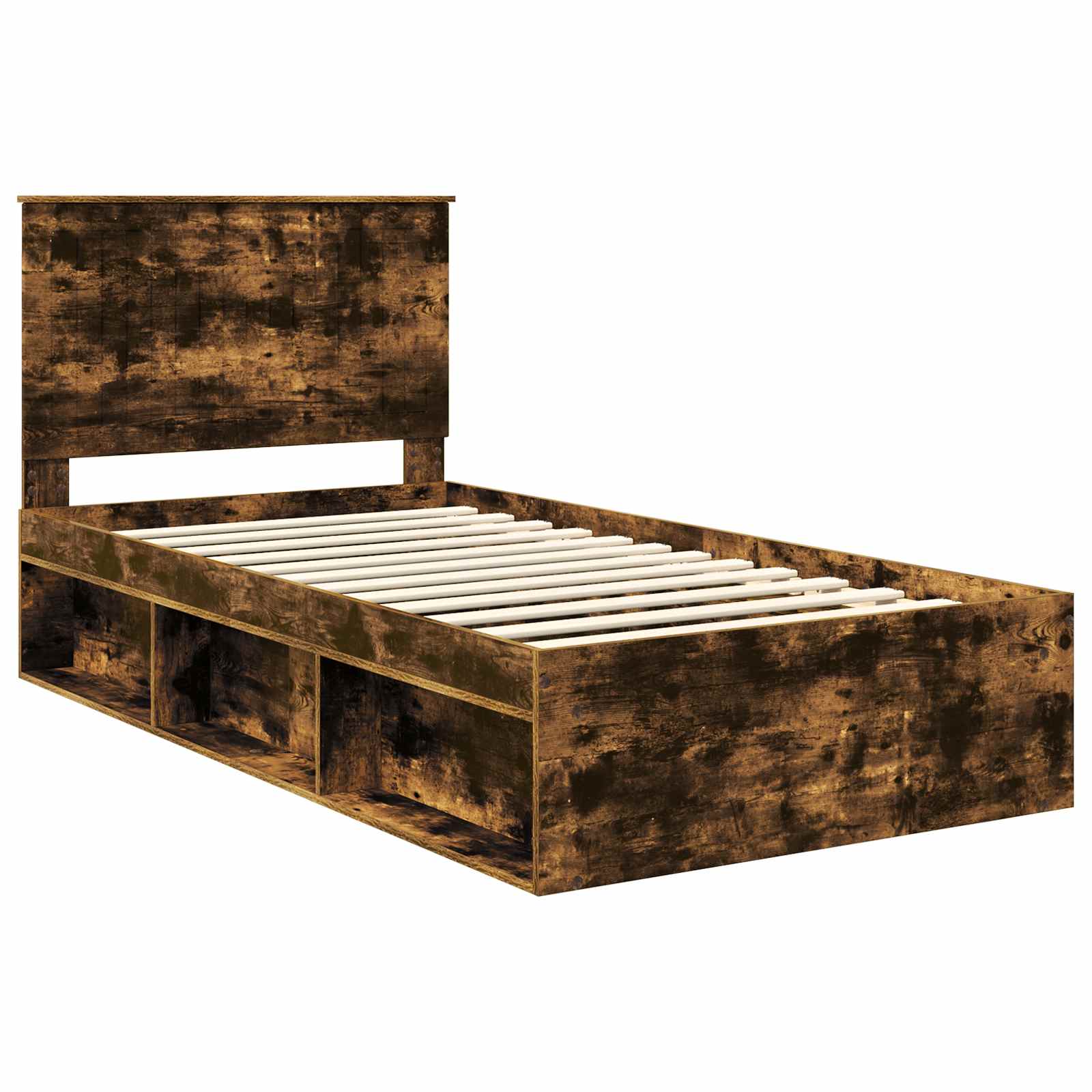 Cadre de lit Chêne fumé 100 x 200 cm Bois de pin massif - XIOS