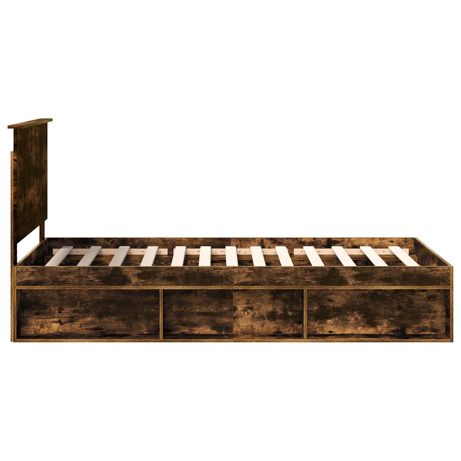 Cadre de lit Chêne fumé 100 x 200 cm Bois de pin massif - XIOS