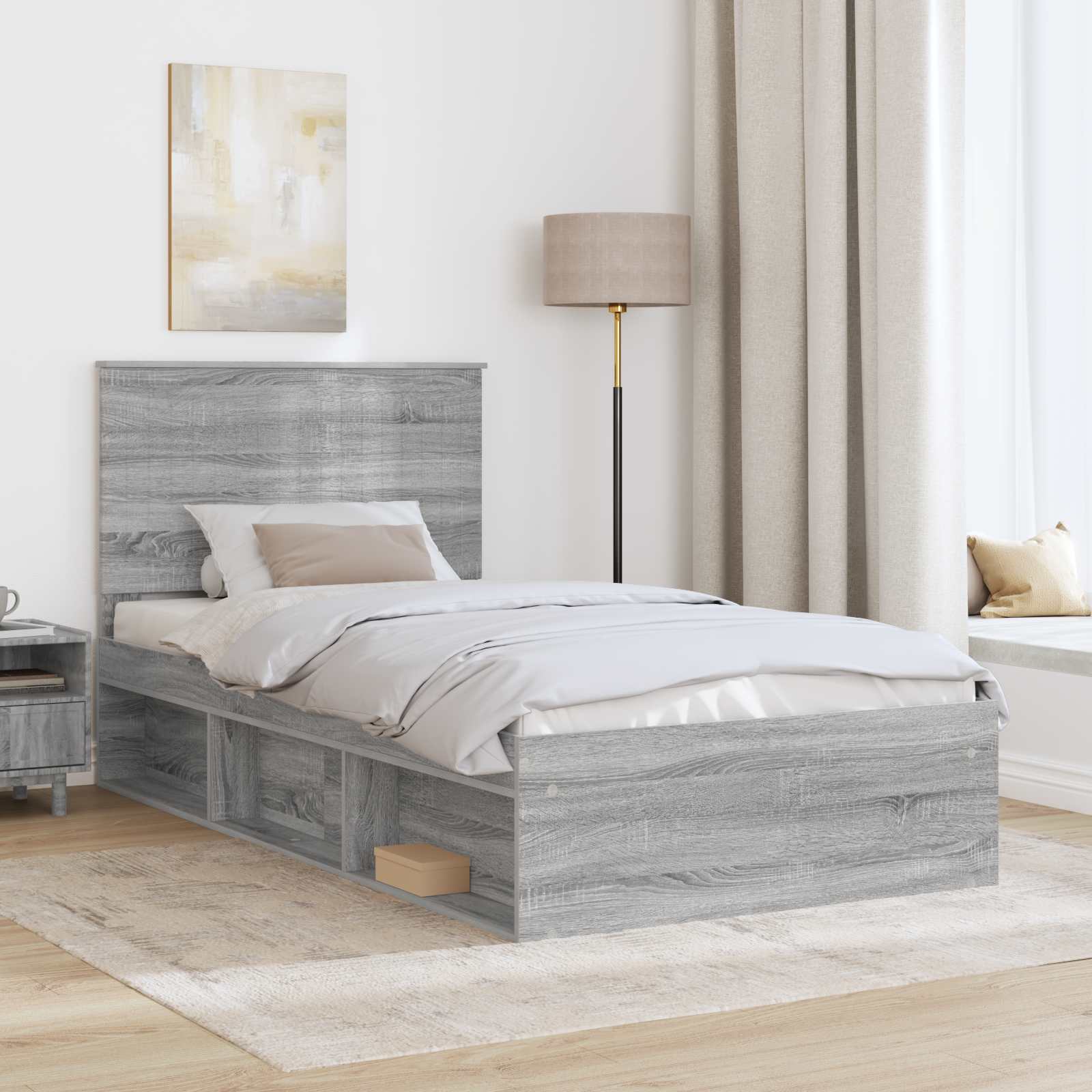 Cadre de lit Gris Sonoma 100 x 200 cm Bois de pin massif - XIOS