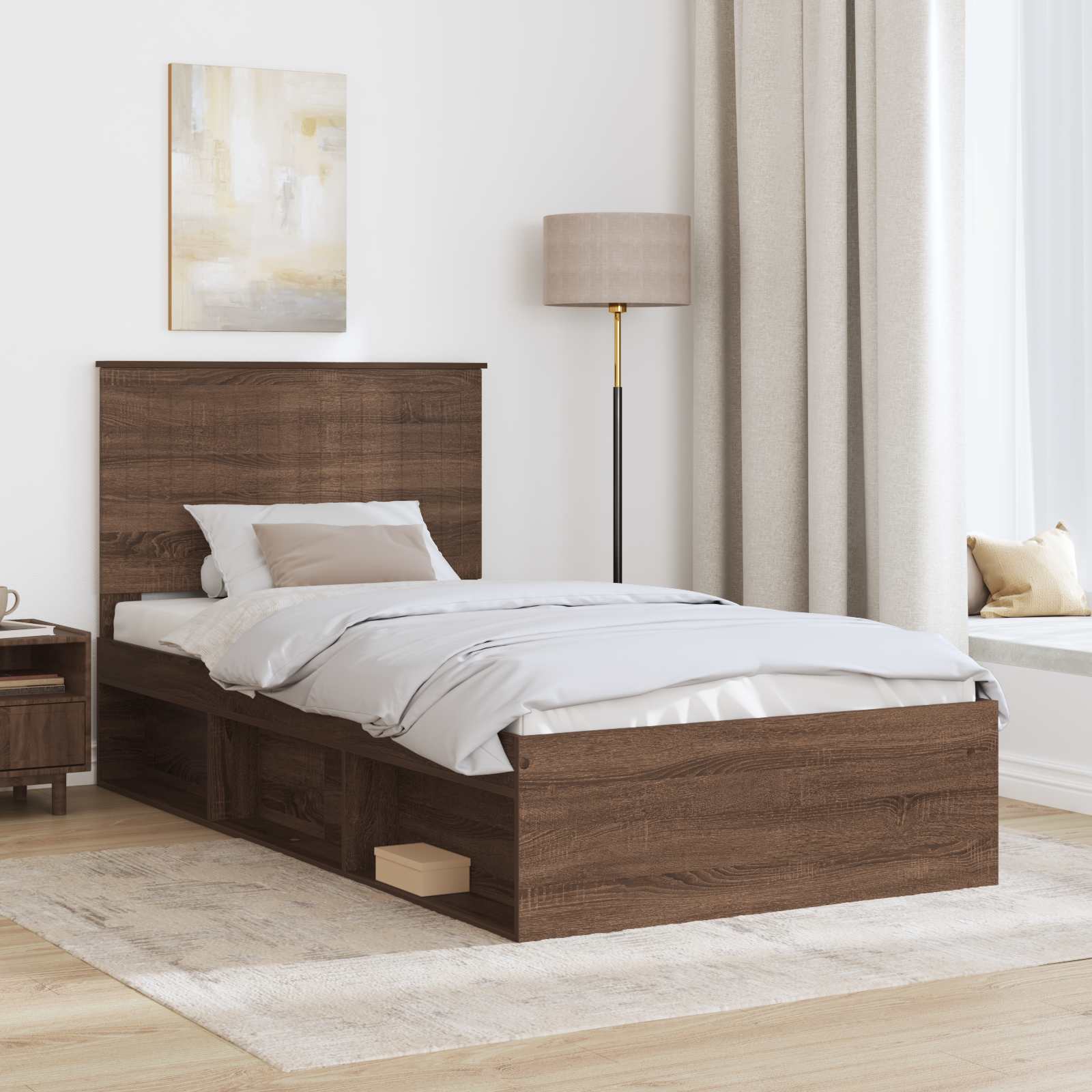 Cadre de lit Chêne brun 100 x 200 cm Bois de pin massif - XIOS