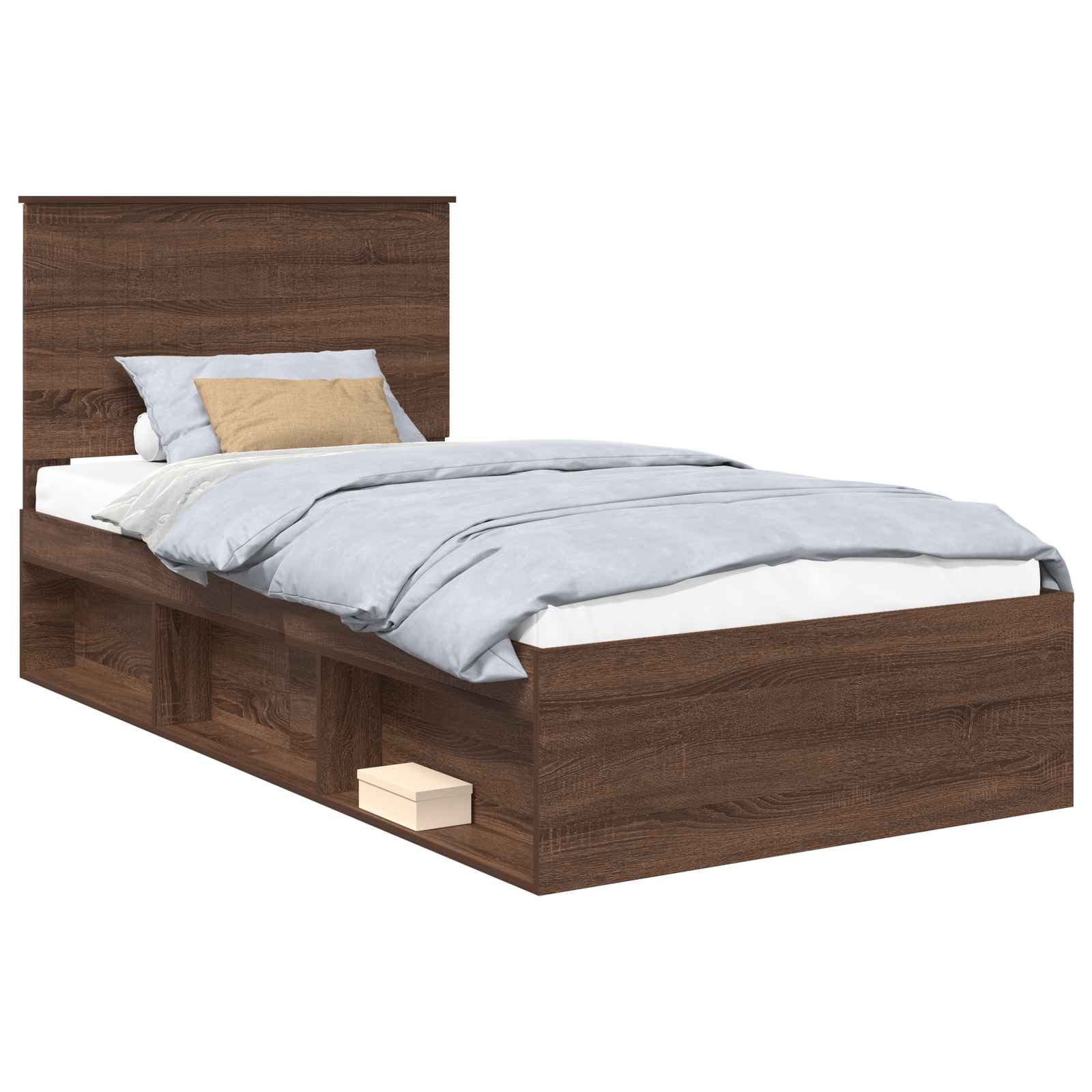 Cadre de lit Chêne brun 100 x 200 cm Bois de pin massif - XIOS