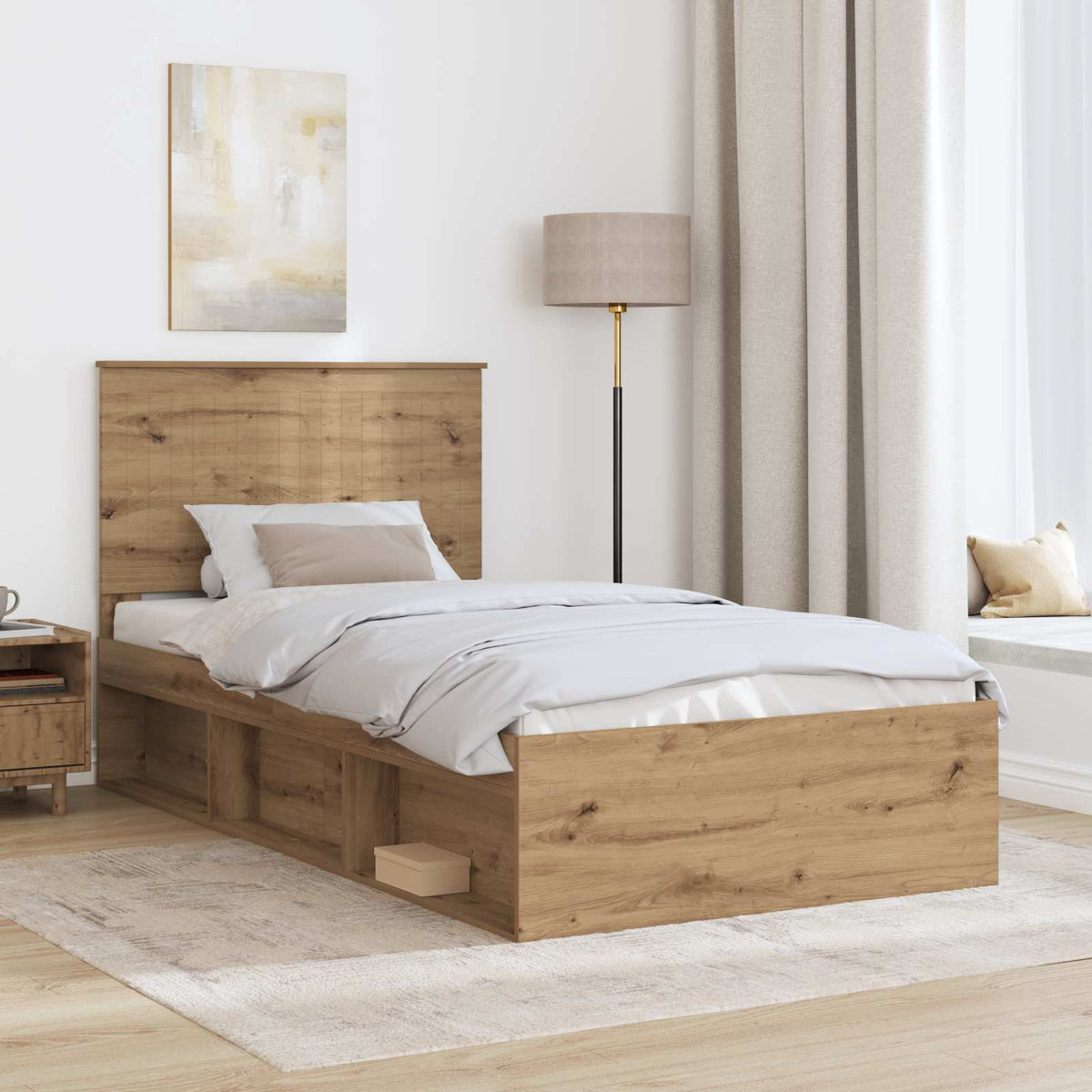 Cadre de lit Chêne artisanal 100 x 200 cm Bois de pin massif