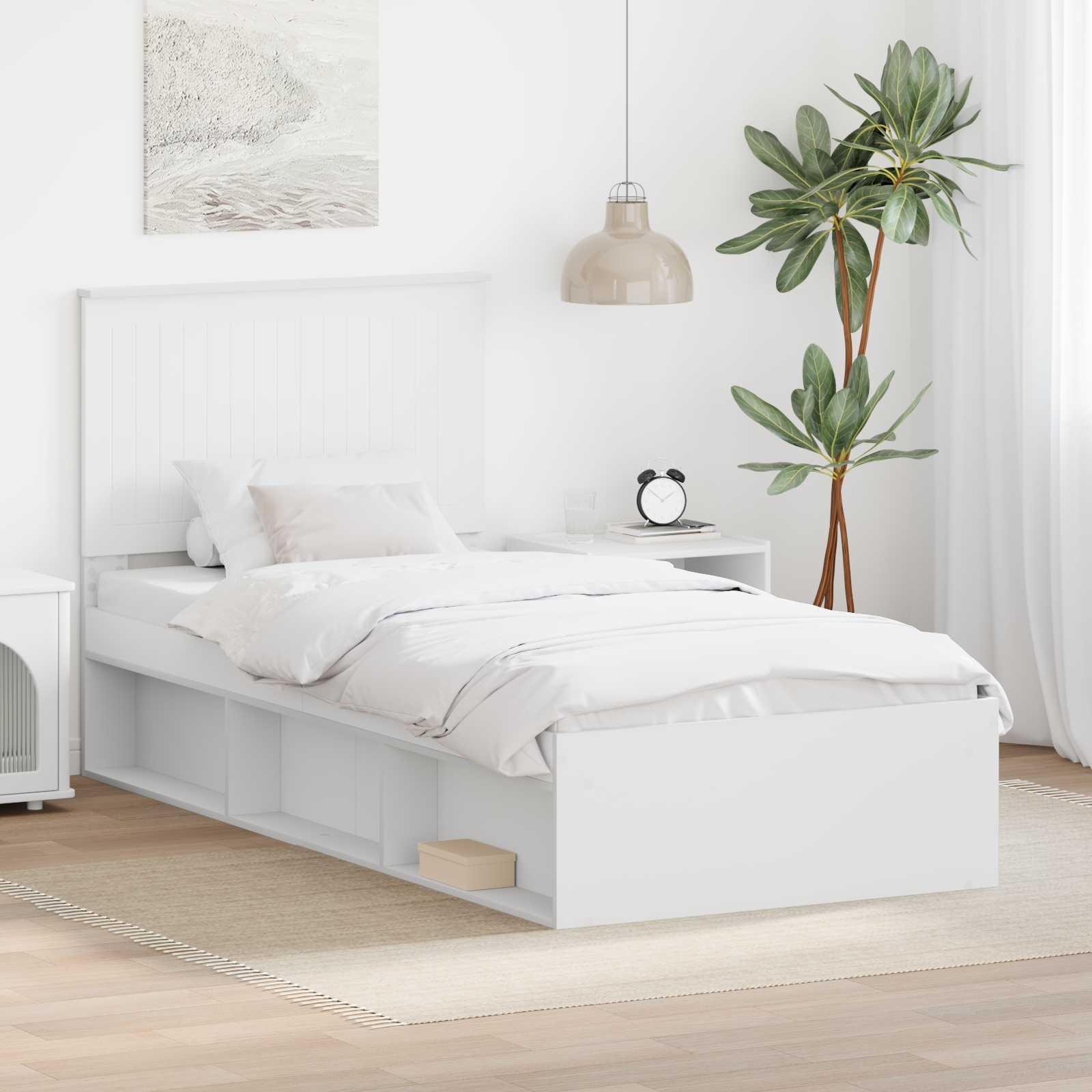 Cadre de lit Blanc 90 x 200 cm Bois de pin massif - XIOS