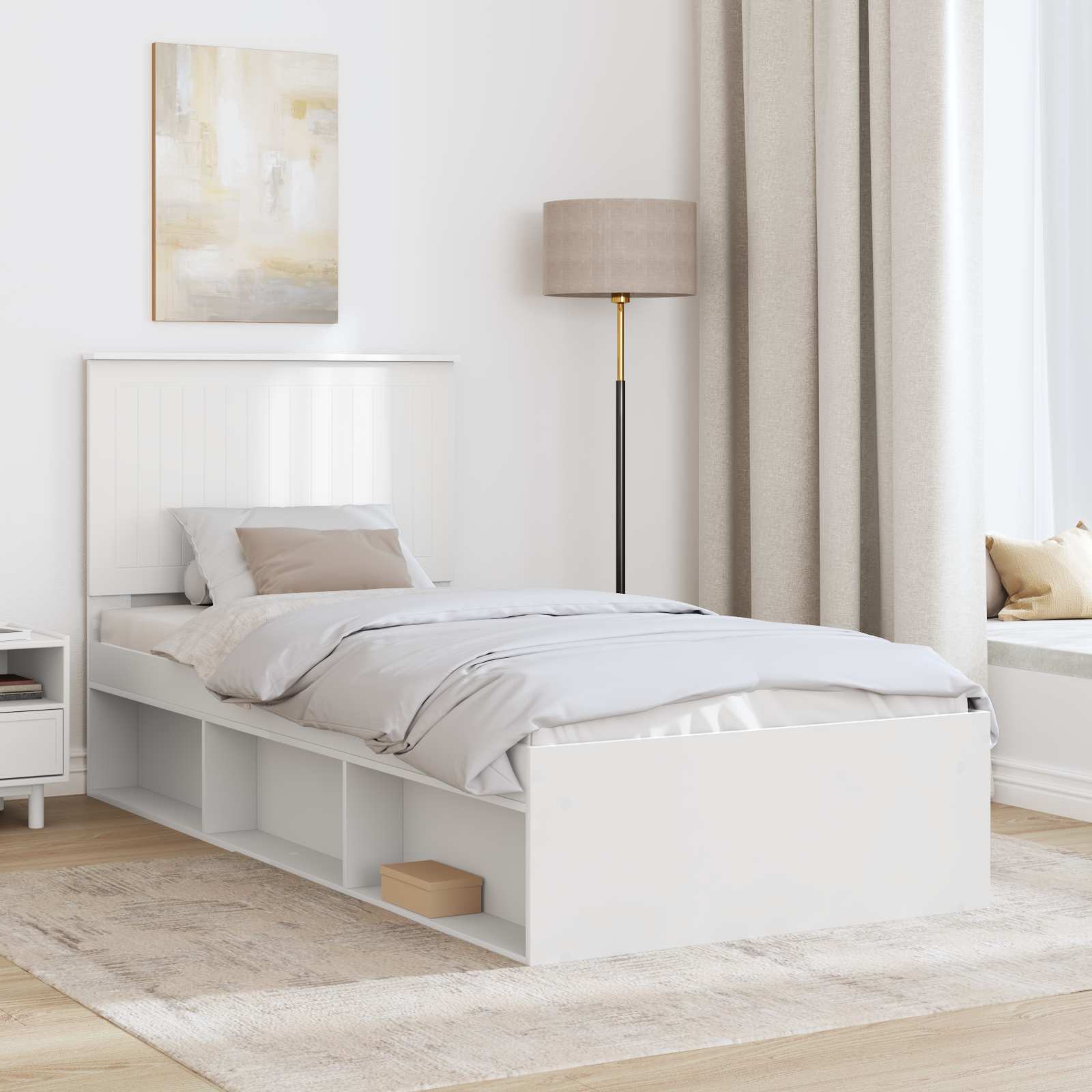 Cadre de lit Blanc 90 x 200 cm Bois de pin massif - XIOS