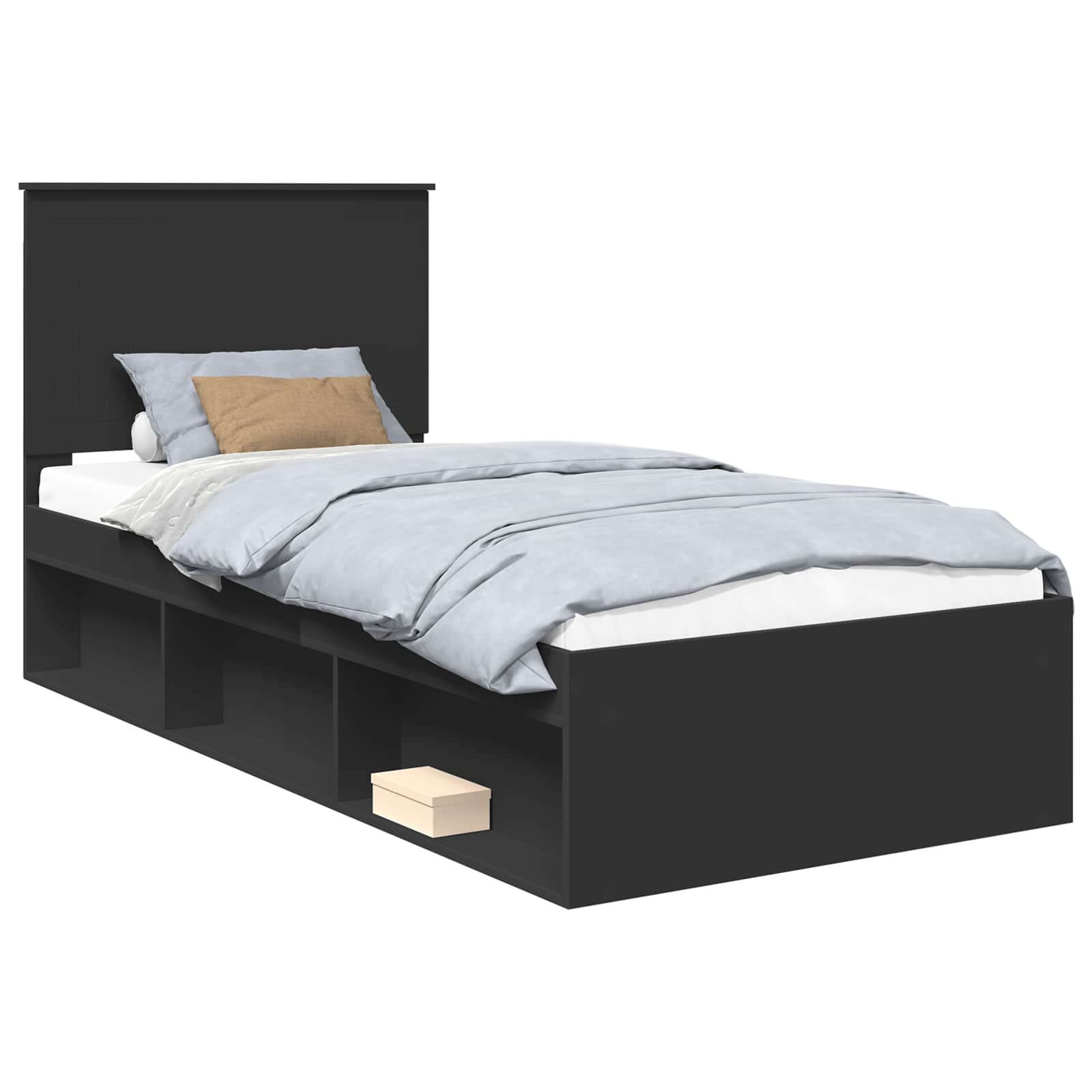 Cadre de lit Noir 90 x 200 cm Bois de pin massif - XIOS