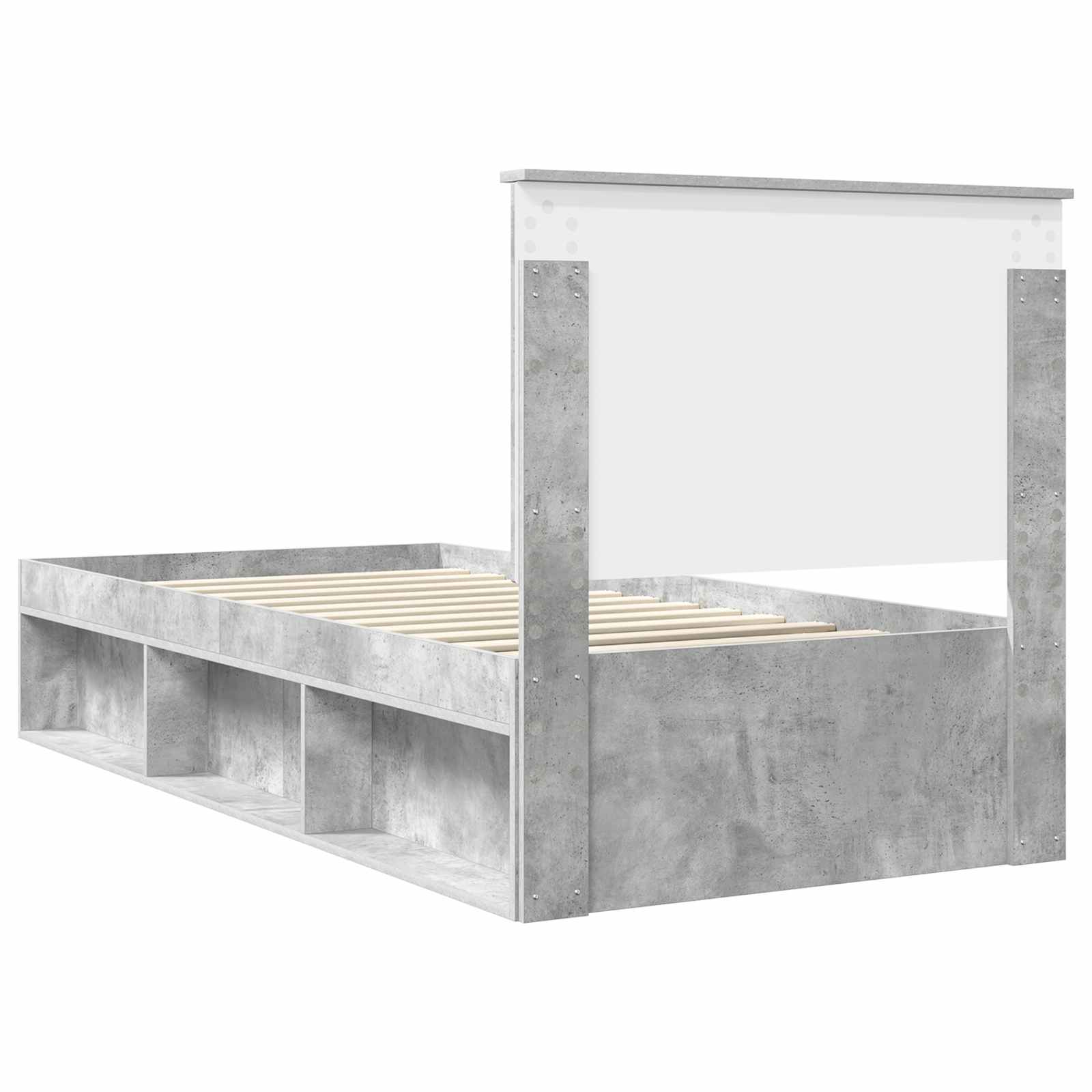 Cadre de lit Béton 90 x 200 cm Bois de pin massif - XIOS