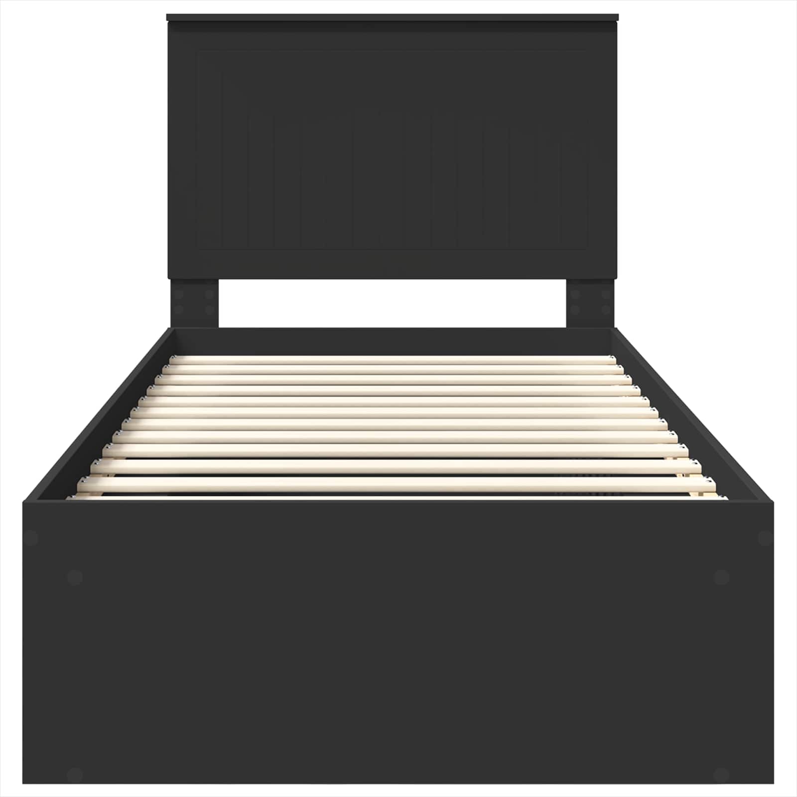 Cadre de lit avec tête de lit Noir 90 x 190 cm Pin massif - XIOS