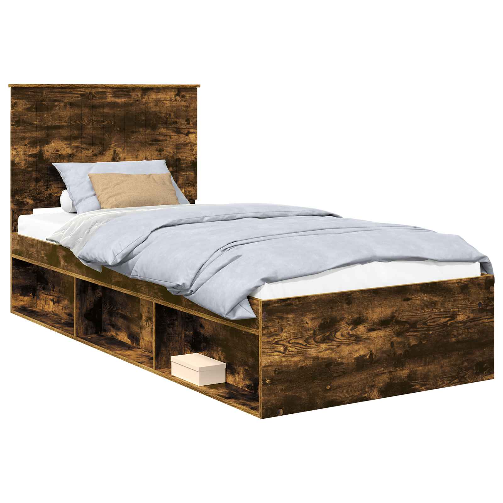 Cadre de lit Chêne fumé 90 x 190 cm Bois de pin massif - XIOS