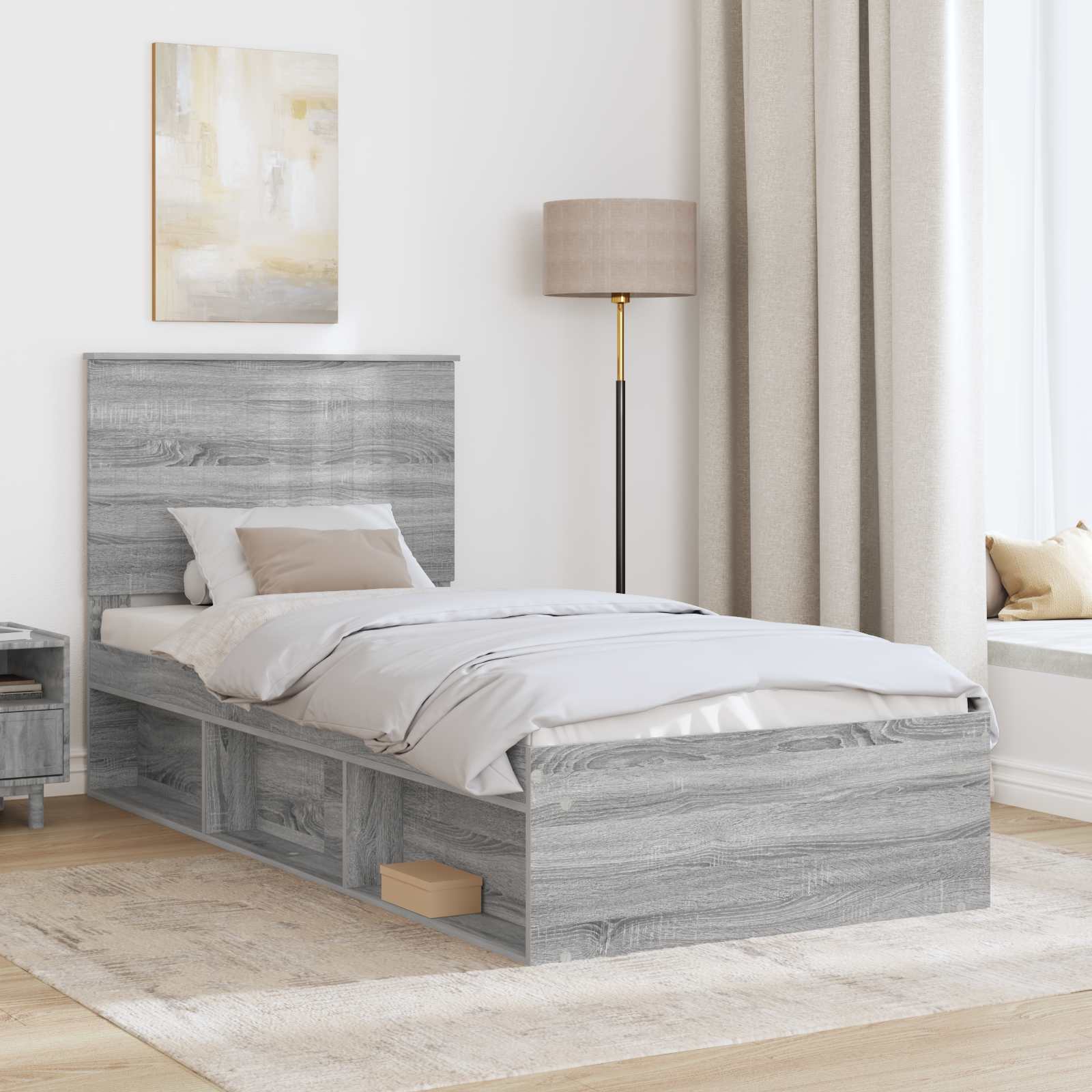 Cadre de lit Gris Sonoma 90 x 190 cm Bois de pin massif