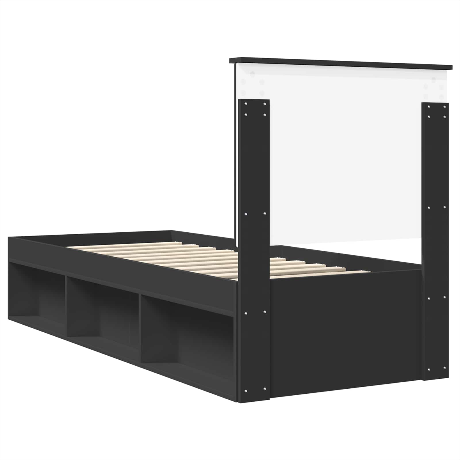 Cadre de lit Noir 75 x 190 cm Bois de pin massif