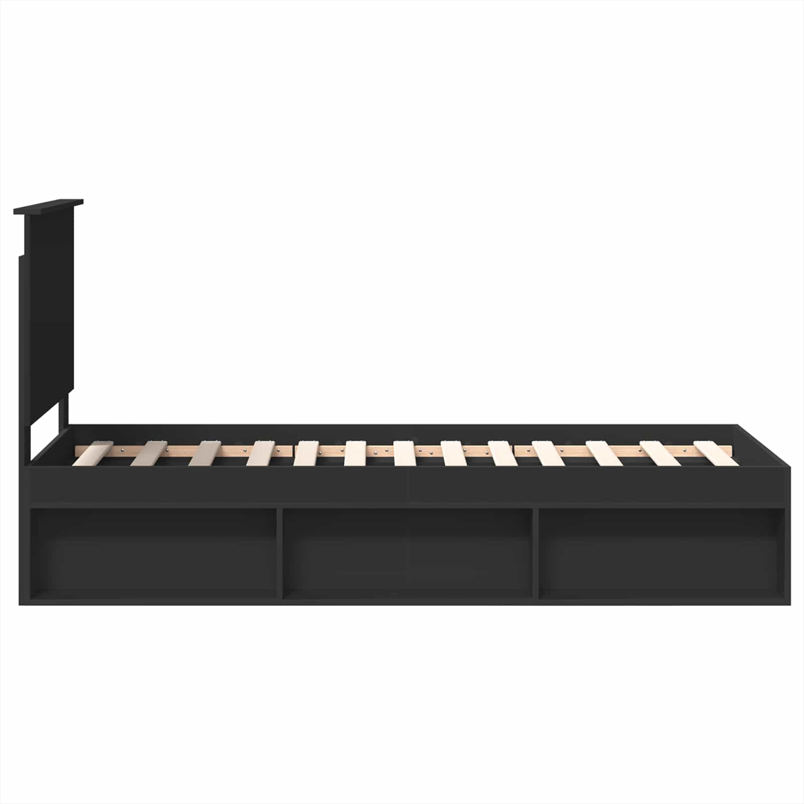 Cadre de lit Noir 75 x 190 cm Bois de pin massif