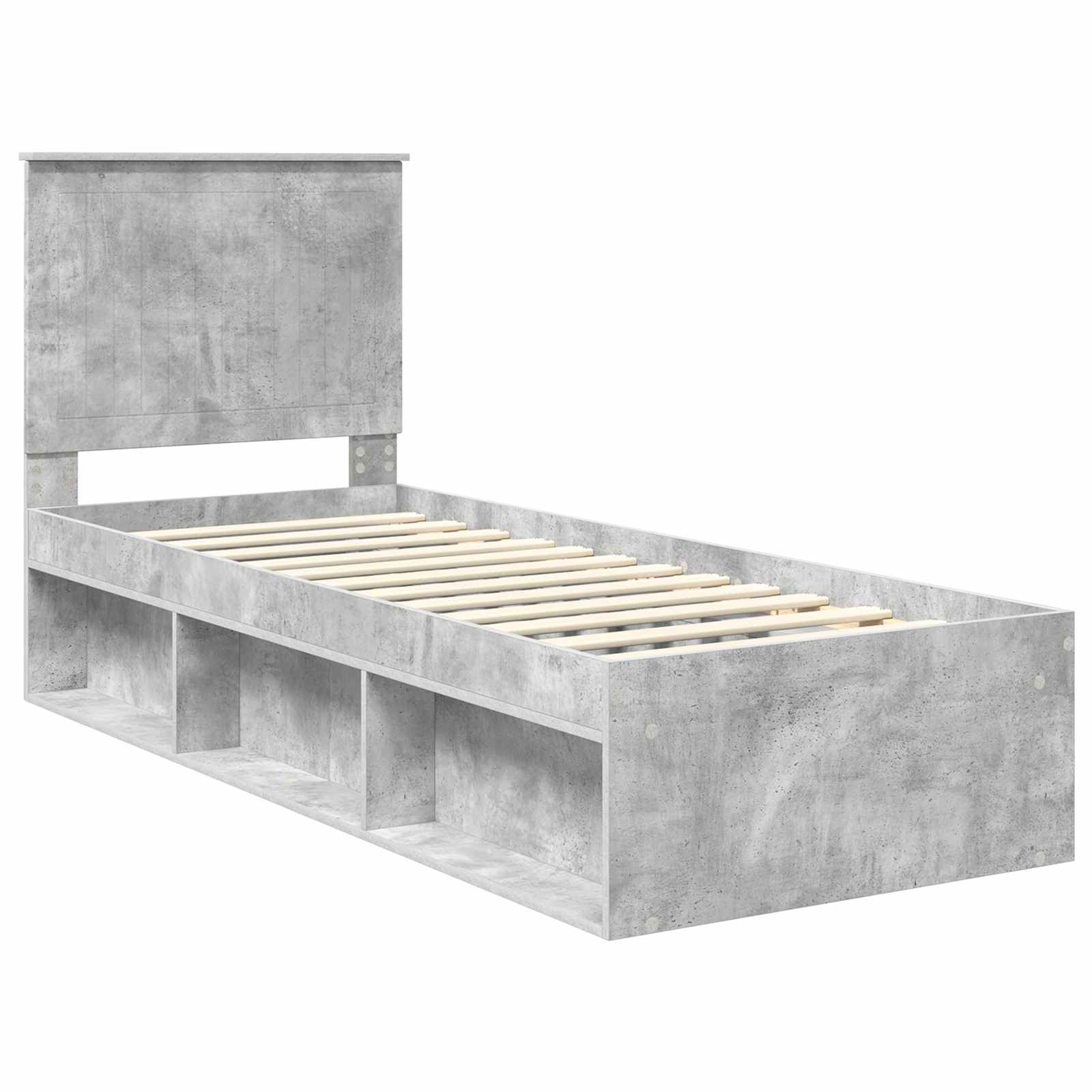 Cadre de lit Gris Béton 75 x 190 cm Bois de pin massif